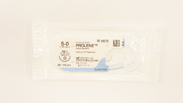 Ethicon 8870 5-0 Prolene Polypropylene Stre RB-1 17mm 1/2c Taperpoint, 30 inch