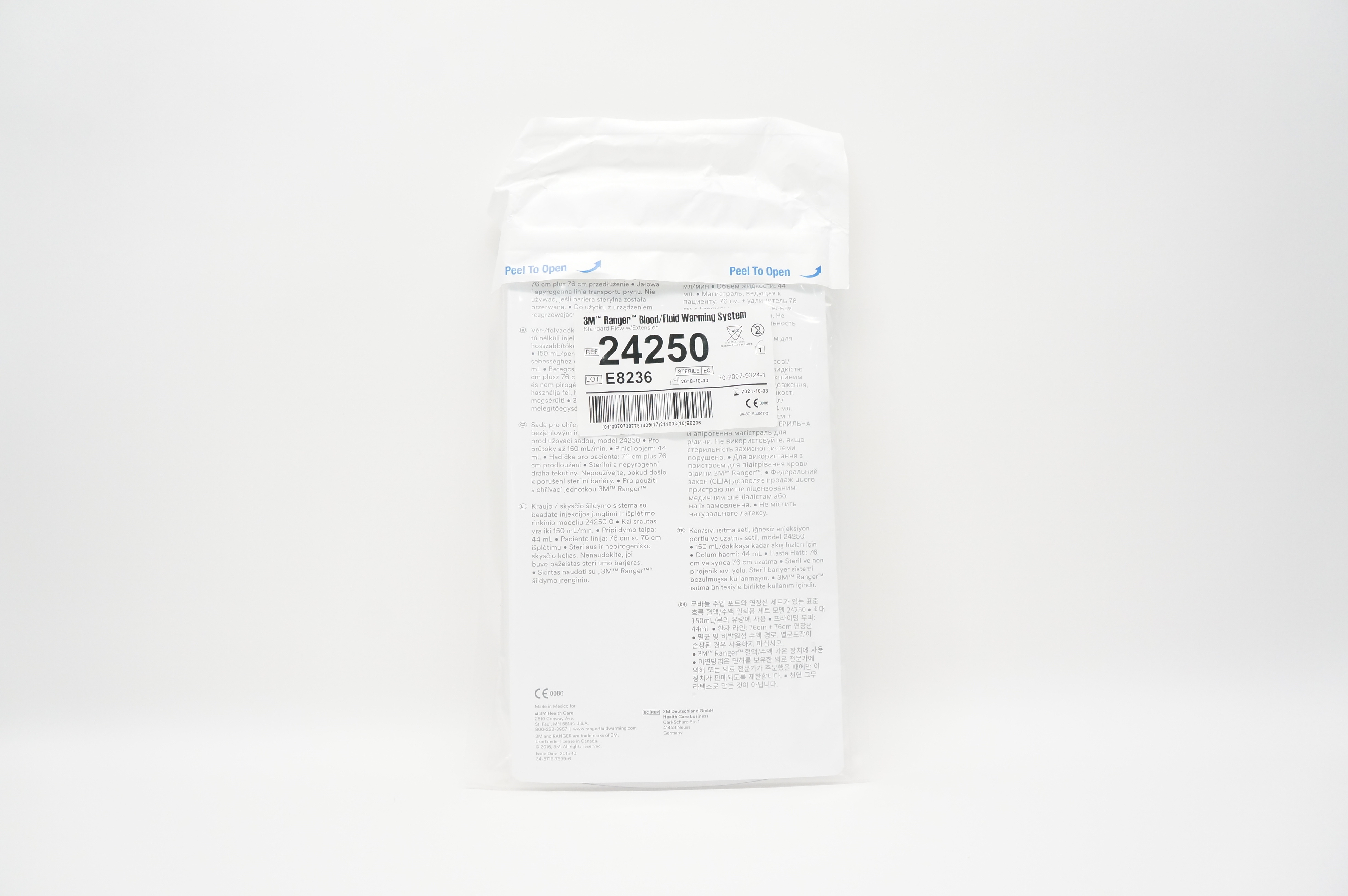 3M 24250 Ranger Standard Flow Blood/Fluid Warming Set with Extension