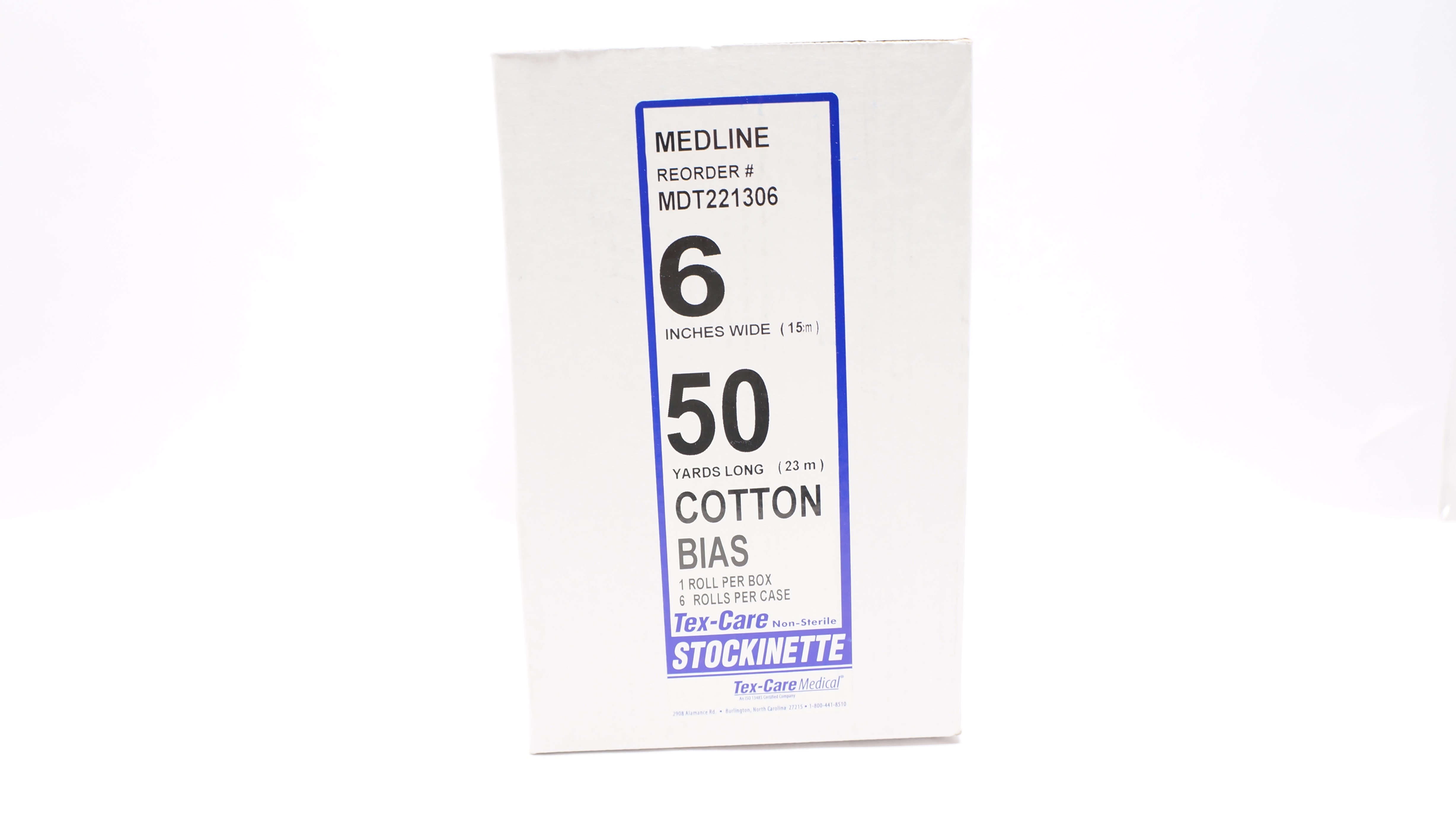 Medline MDT221306 Tex-Care Stockinette Cotton Bias 6inch x 15yds - Box of 6