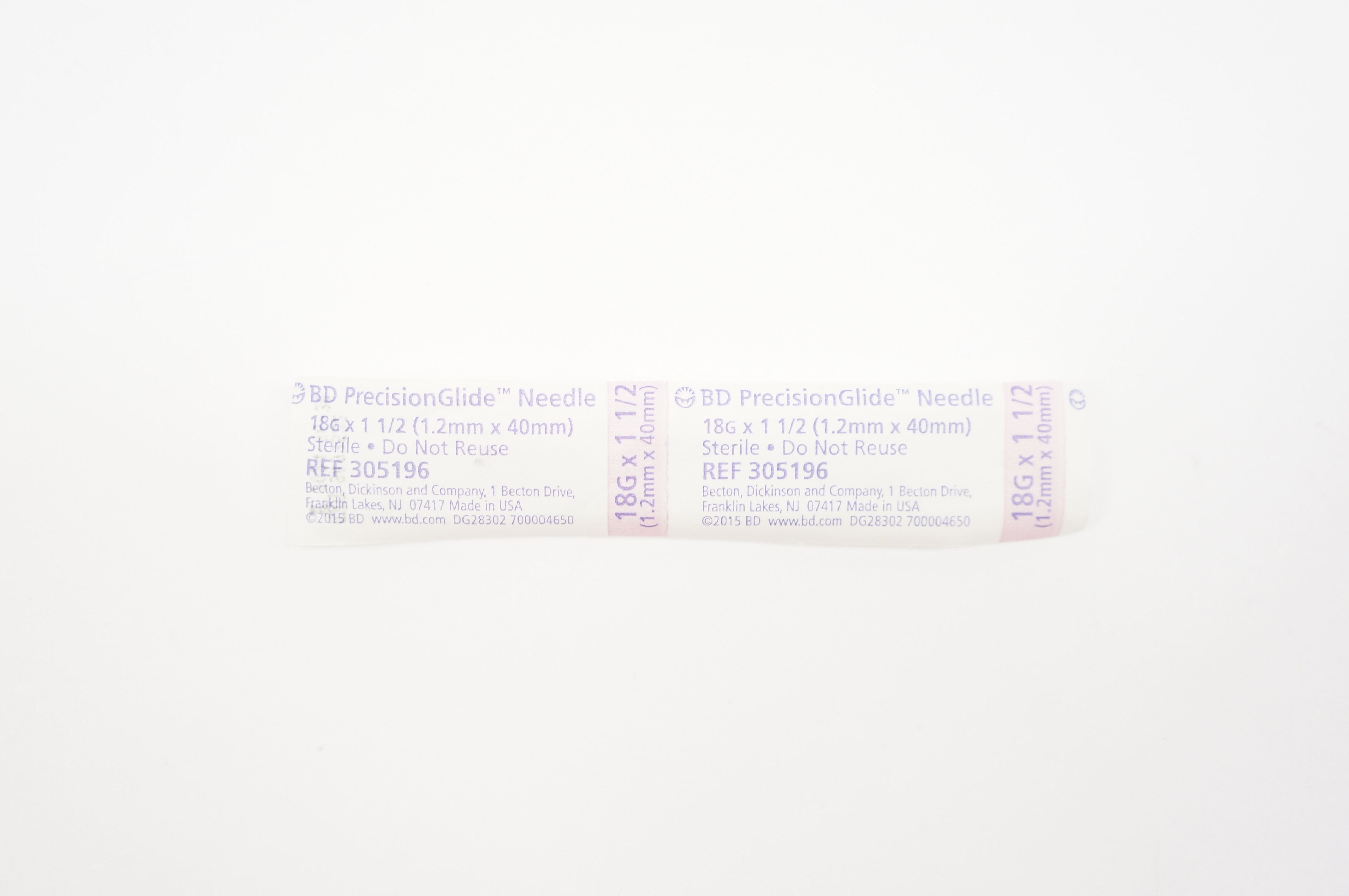 BD 305196 PrecisionGlide Ndle 18G x 1-1/2inch
