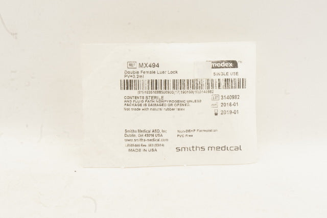 Smiths Medical MX494 Medex Double Female Luer Lock 0.2ml (x)