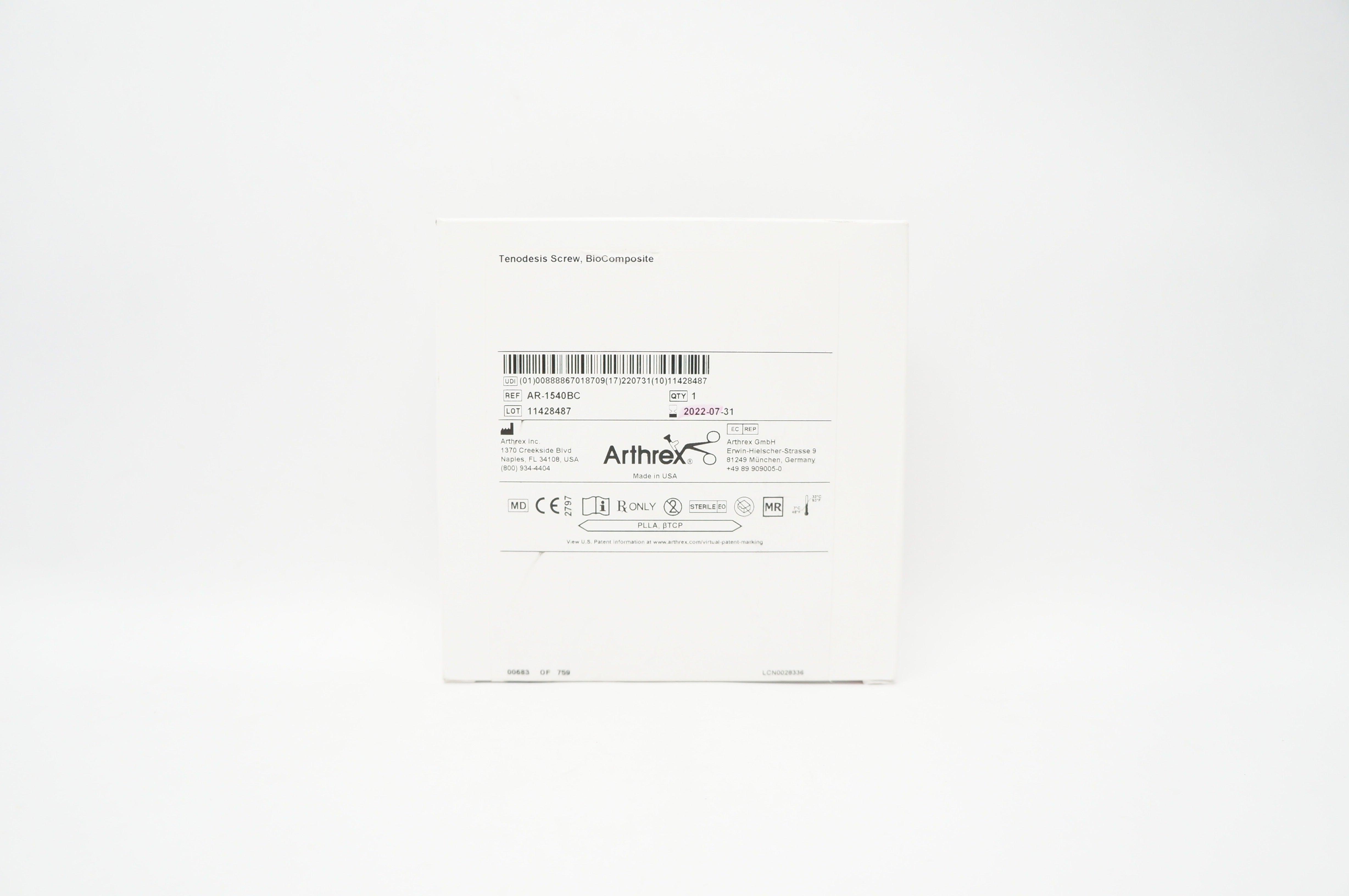 Arthrex AR-1540BC Tenodesis Screw, BioComposite 4 x 10mm