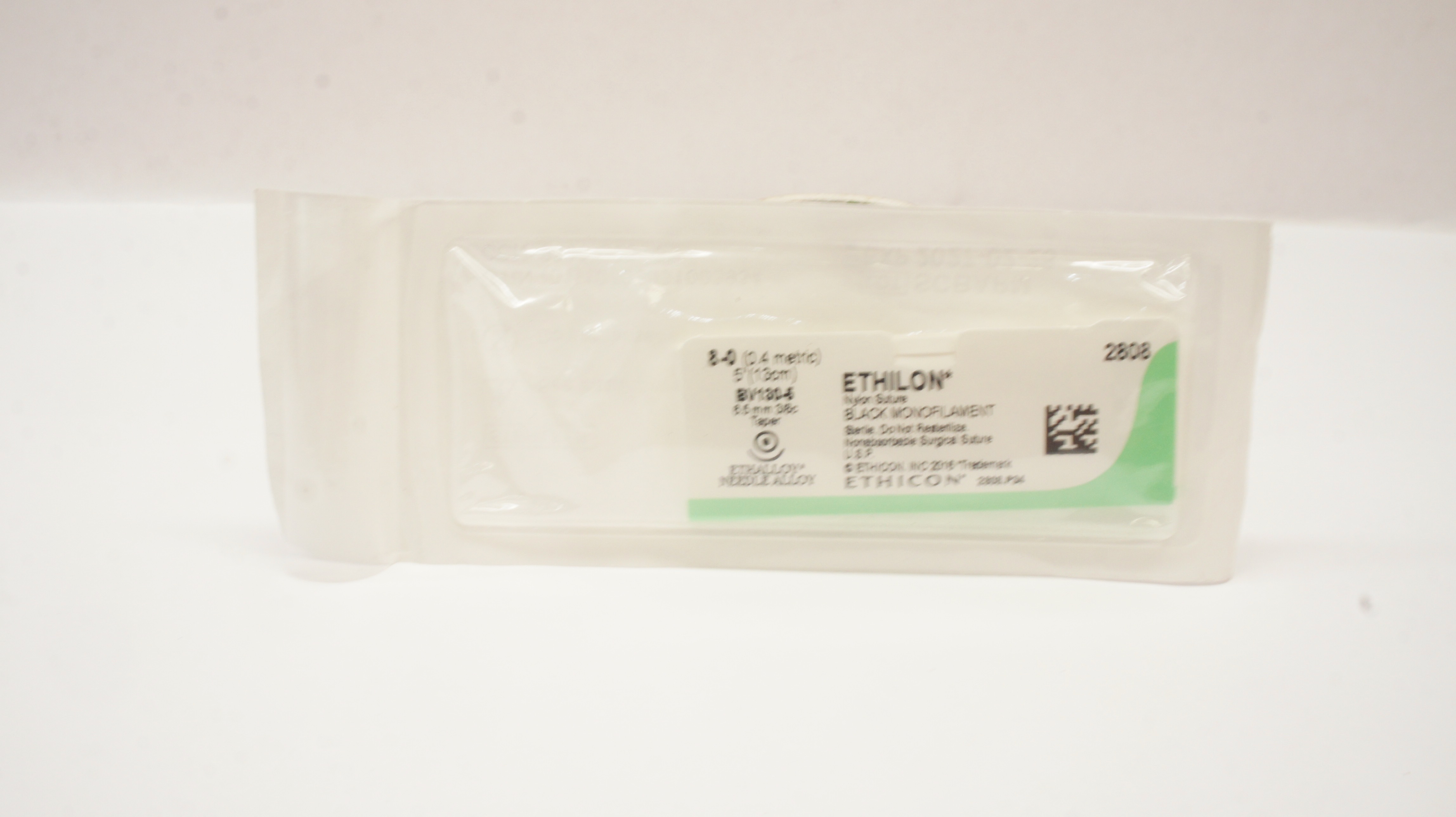 Ethicon 2808 8-0 Ethilon Nylon Stre BV130-5 6.5mm 3/8c Taper 5inch