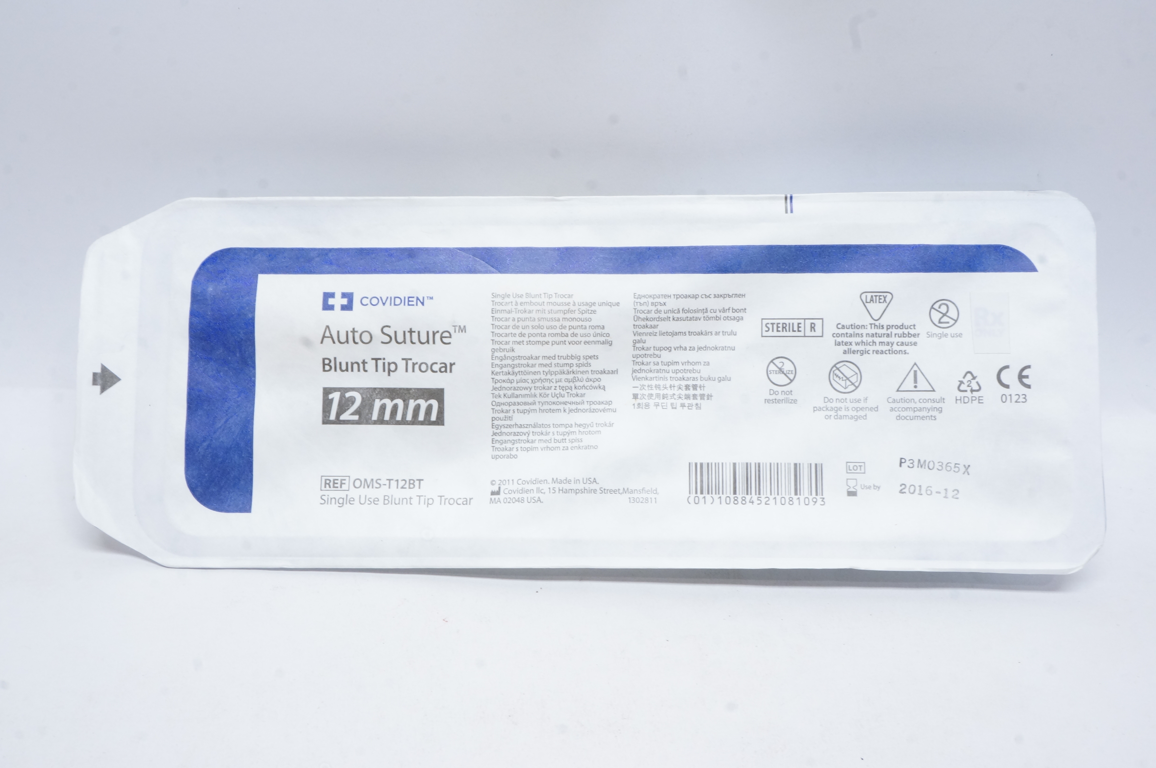 Covidien OMS-T12BT Auto Suture Blunt Tip Trocar 12mm (x)