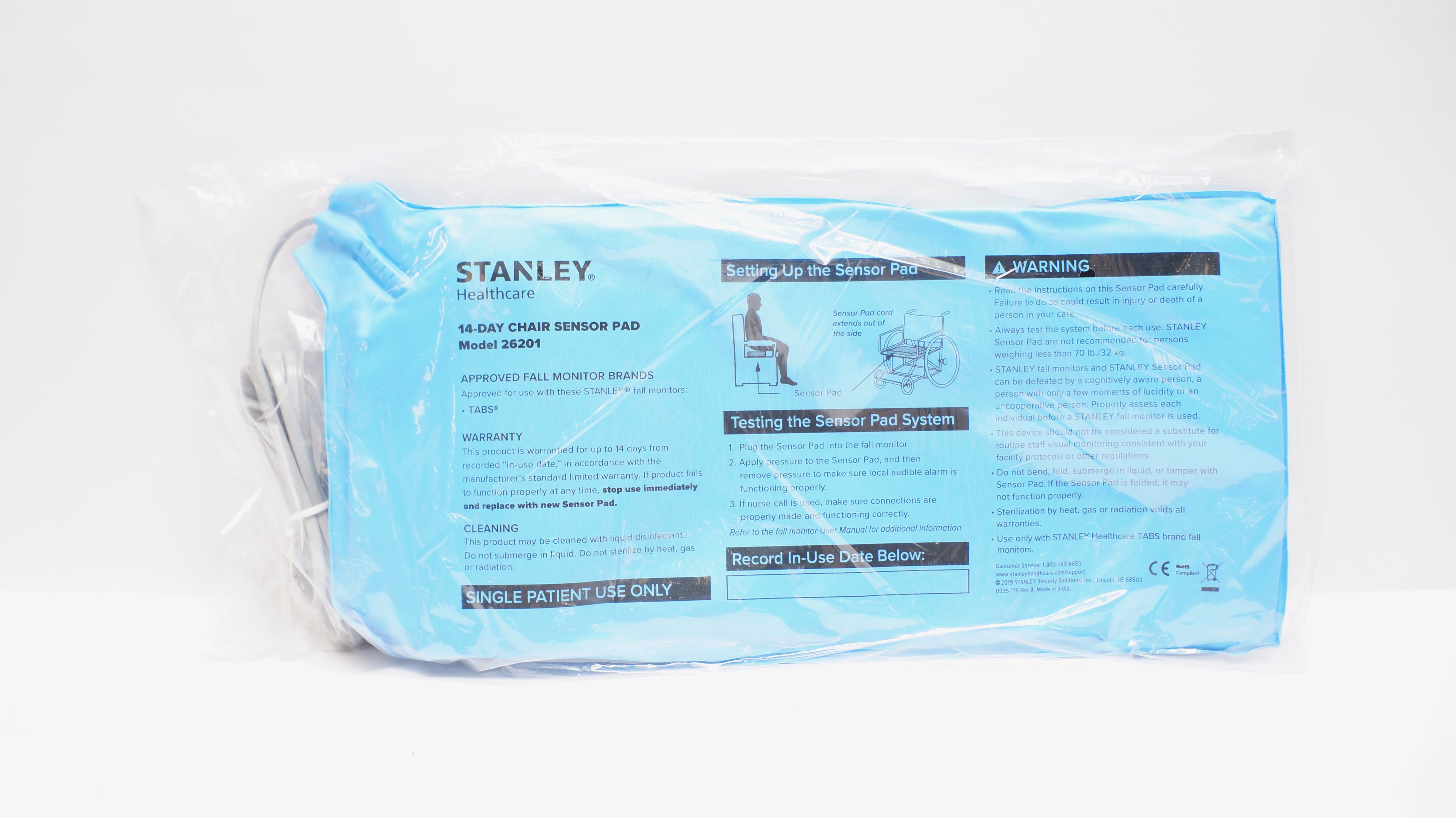 Stanley Healthcare 26201 14-Day Chair Sensor Pad