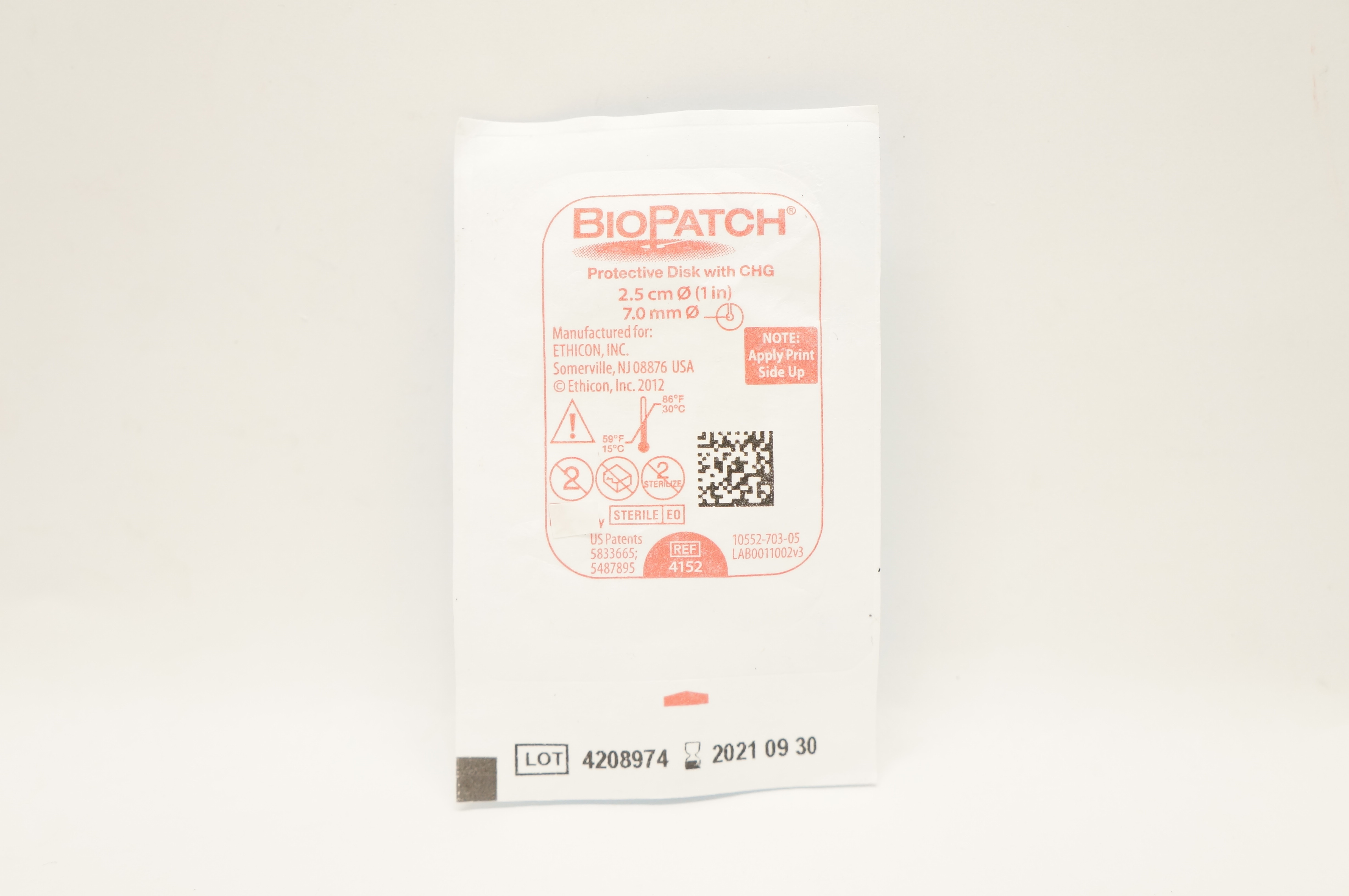 Ethicon 4152 BioPatch Protective Disk with CHG 1inch x 7.0mm (x)