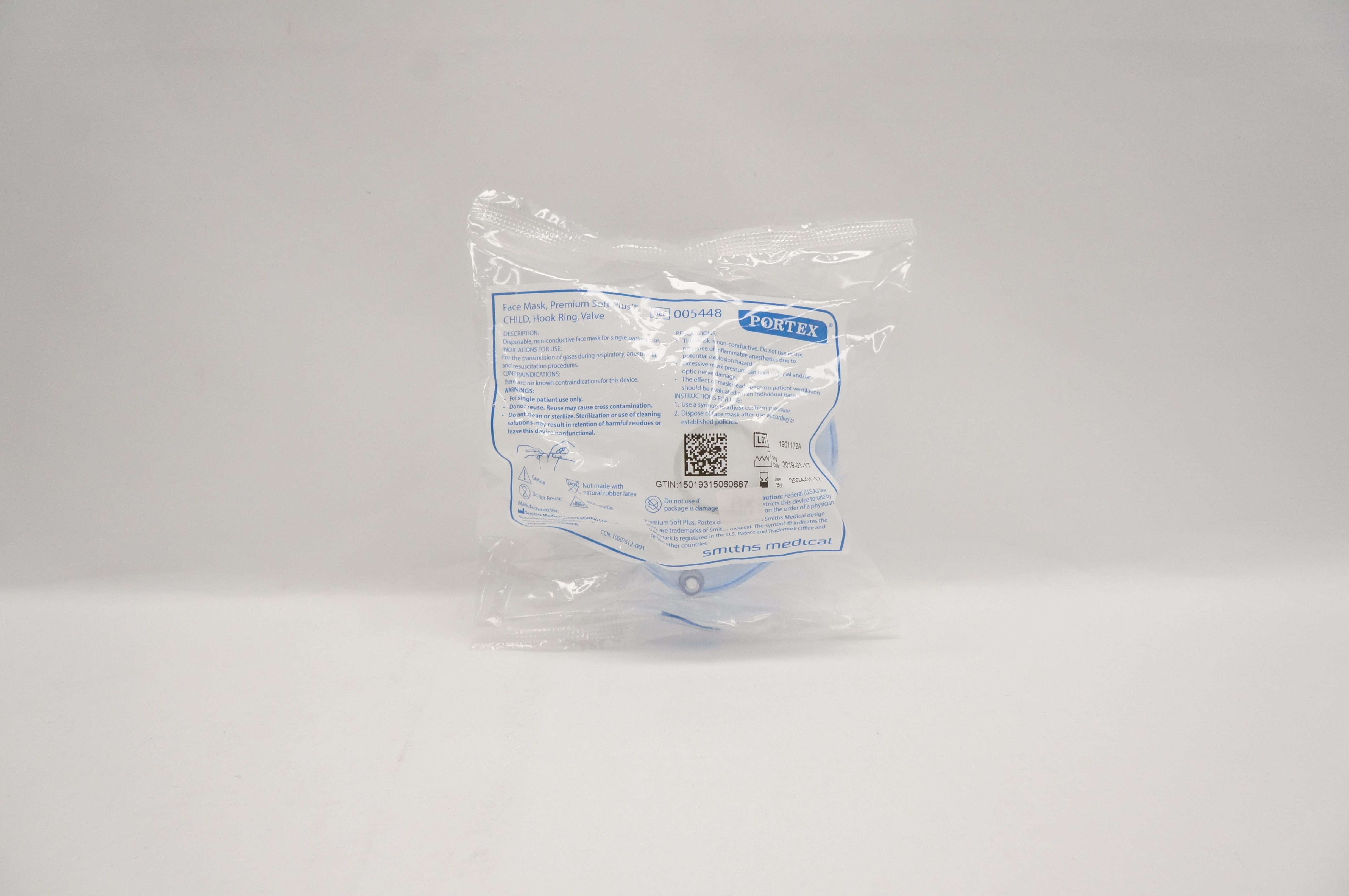 Smiths Medical 005448 Portex Face Mask Premium Soft Plus Child Hook Ring Valve