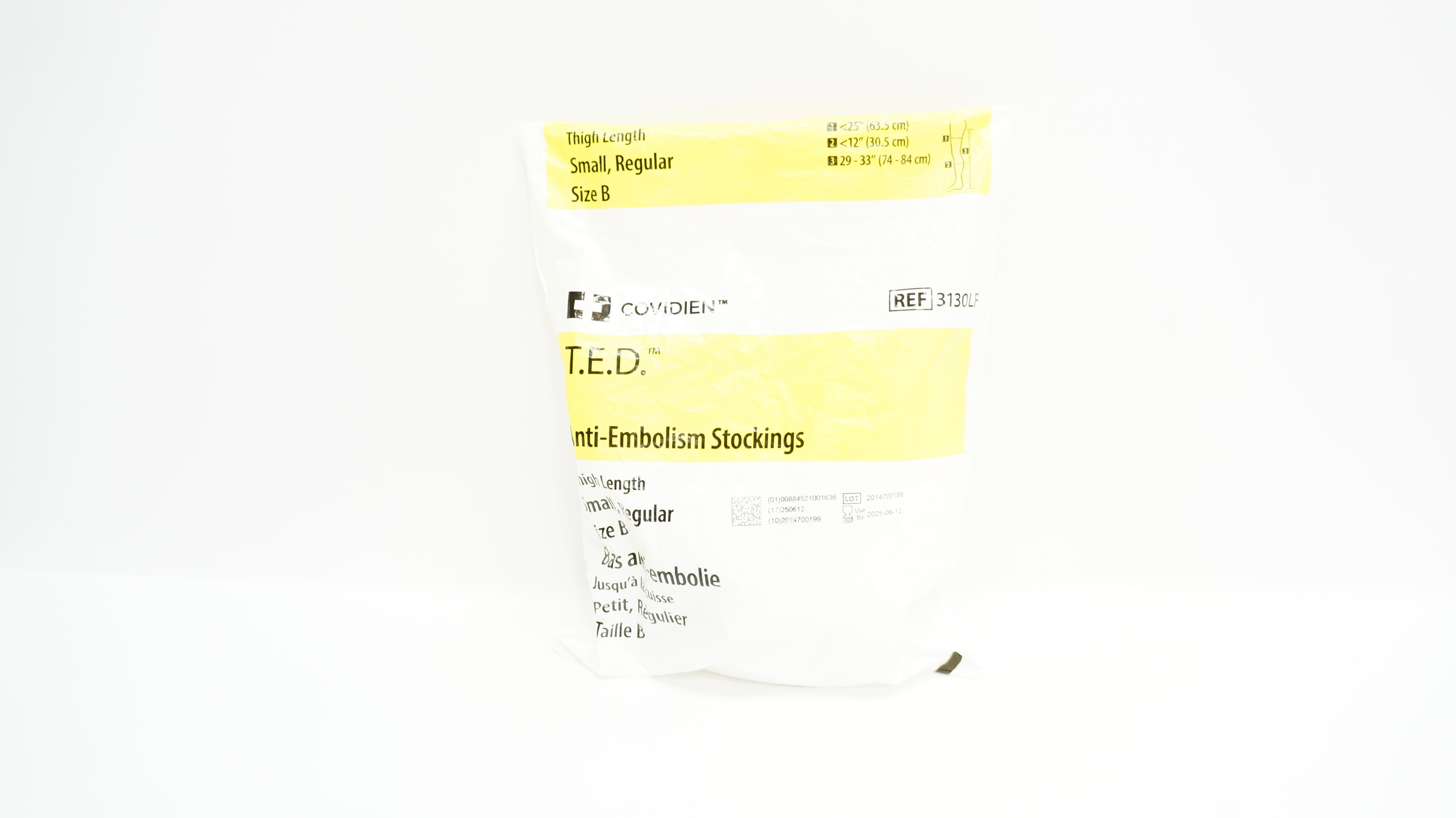 Covidien 3130LF T.E.D. Anti-Embolism Stockings Thigh Length Small, Size B