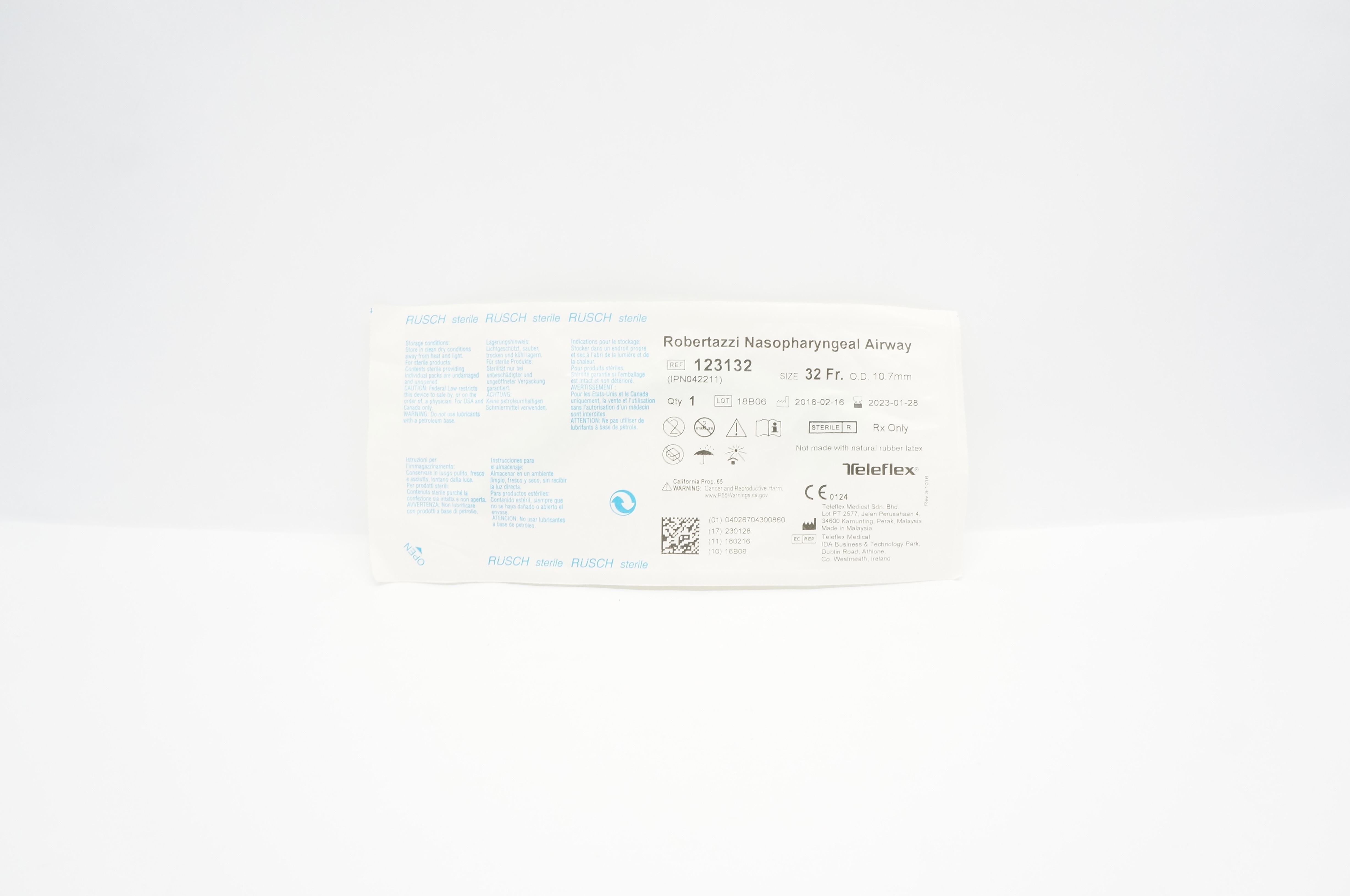 Teleflex 123132 Robertazzi Nasopharyngeal Airway 32Fr. x 10.7mm