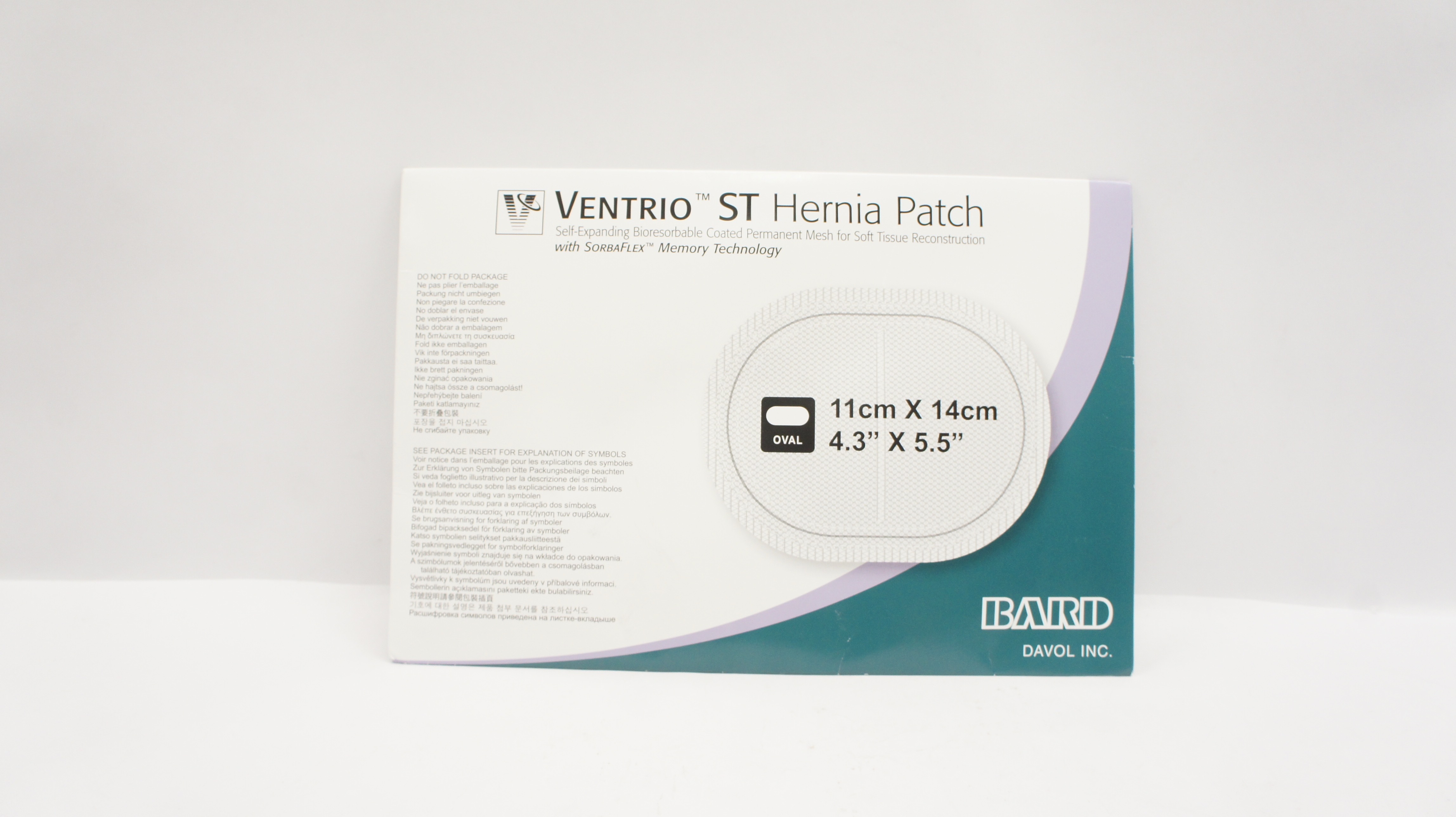Bard 5950040 Davol Ventrio ST Hernia Patch Oval 4.3inch x 5.5inch (x)