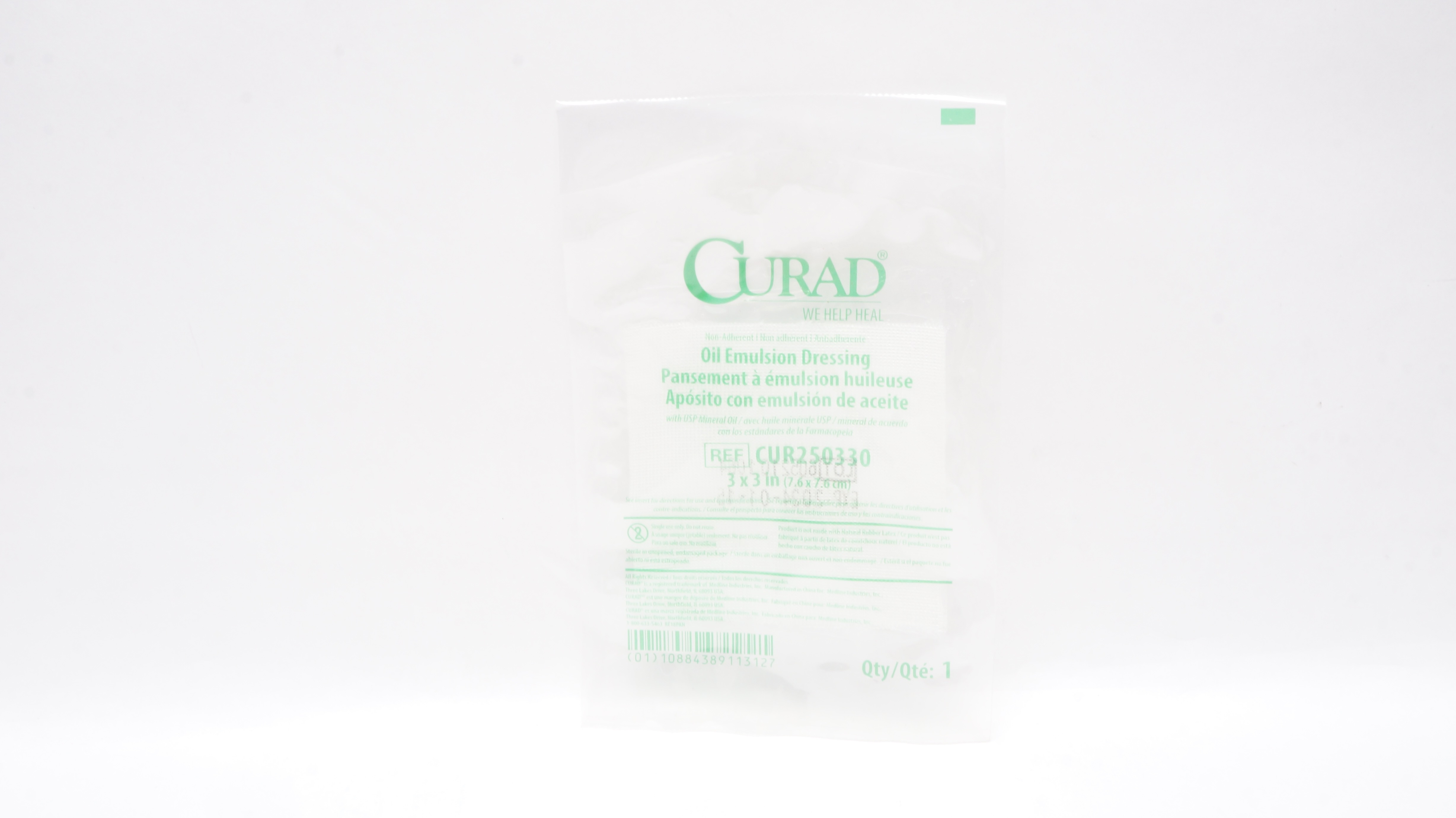 Medline CUR250330 Curad Non-Adherent Oil Emulsion Dressing 3inch x 3inch (x)