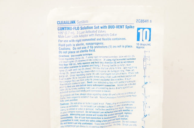Baxter 2C8541s Clearlink System Continu-Flo Solution Set, 10 drops/mL (Approx.)