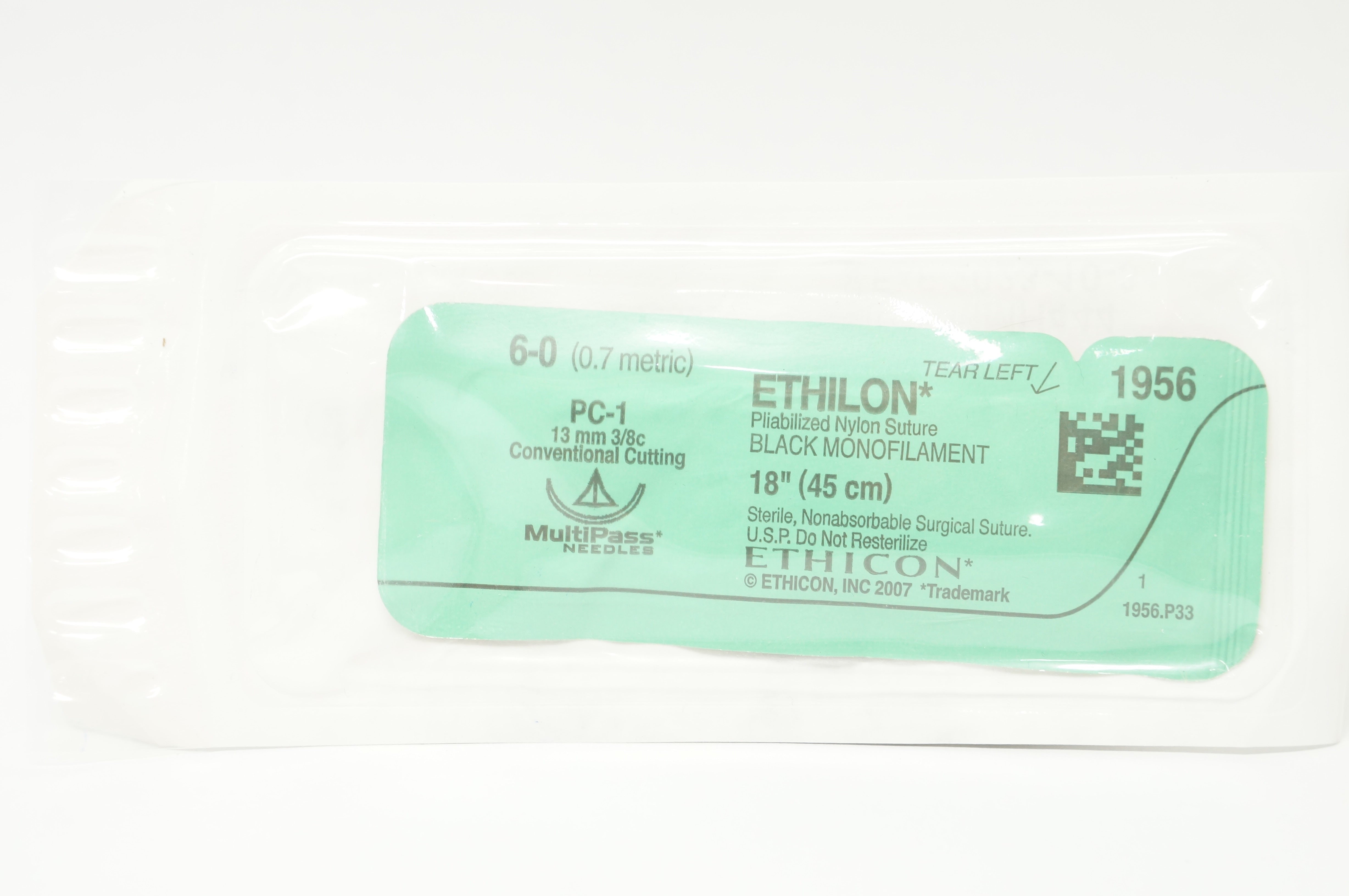 Ethicon 1956 6-0 Ethilon Nylon PC-1 13mm 3/8c Conventional Cutting, 18inch (x)