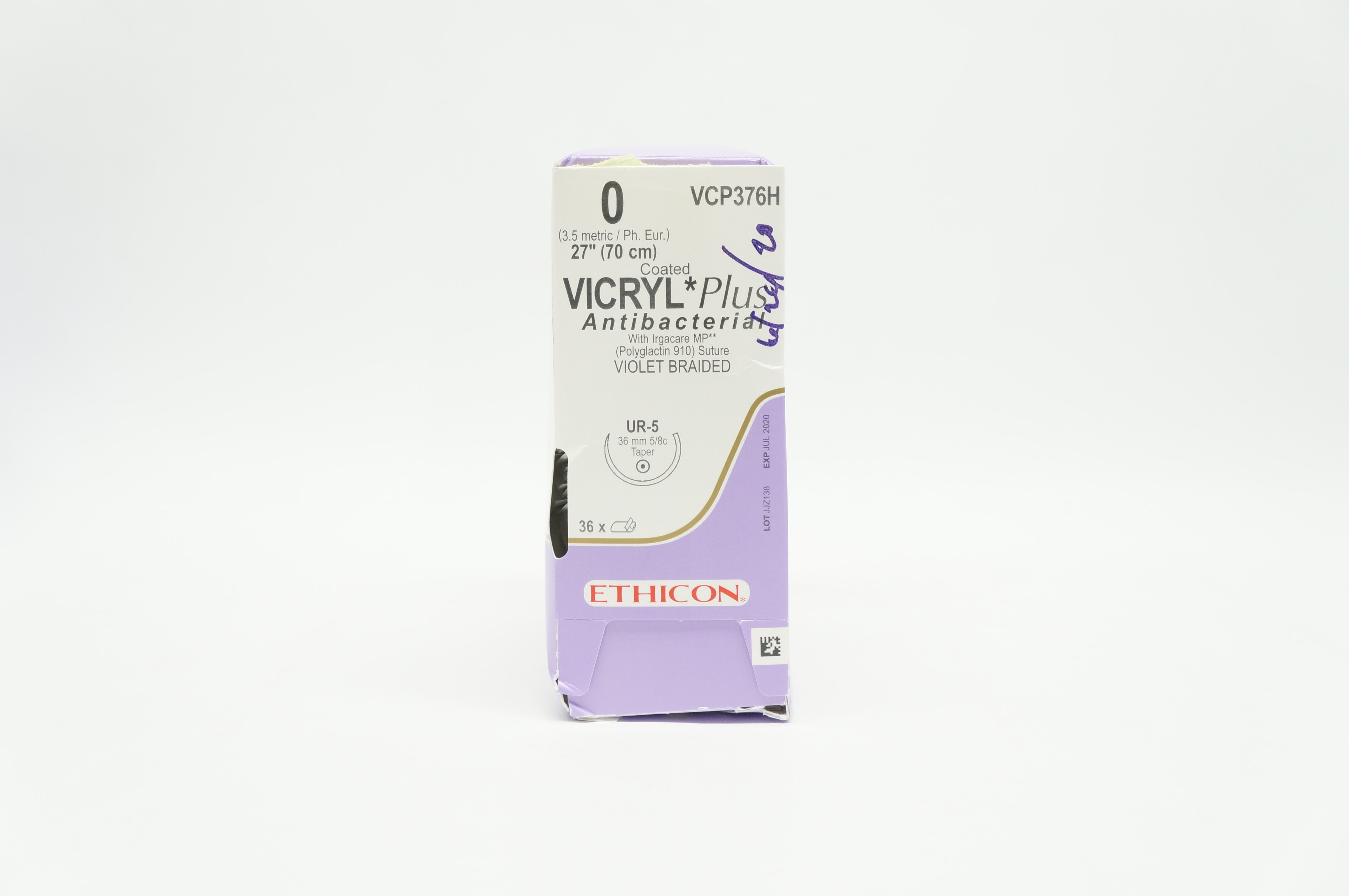 Ethicon VCP376H 0 VICRYL Plus UR-5 36mm 5/8c Taper (x) - Box of 36