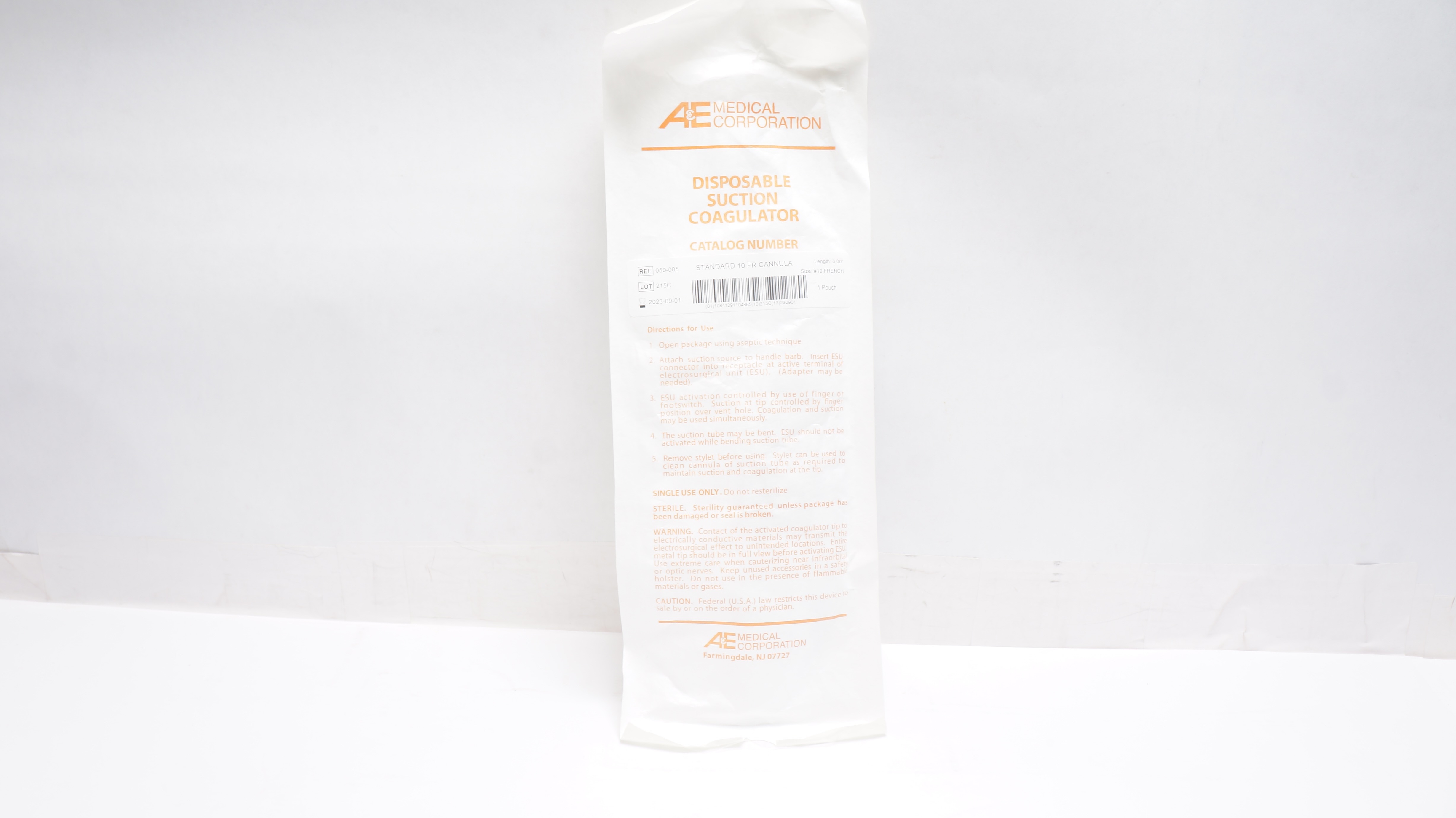 A&E Medical 050-005 Disposable Suction Coagulator 10Fr. Cannula (x)