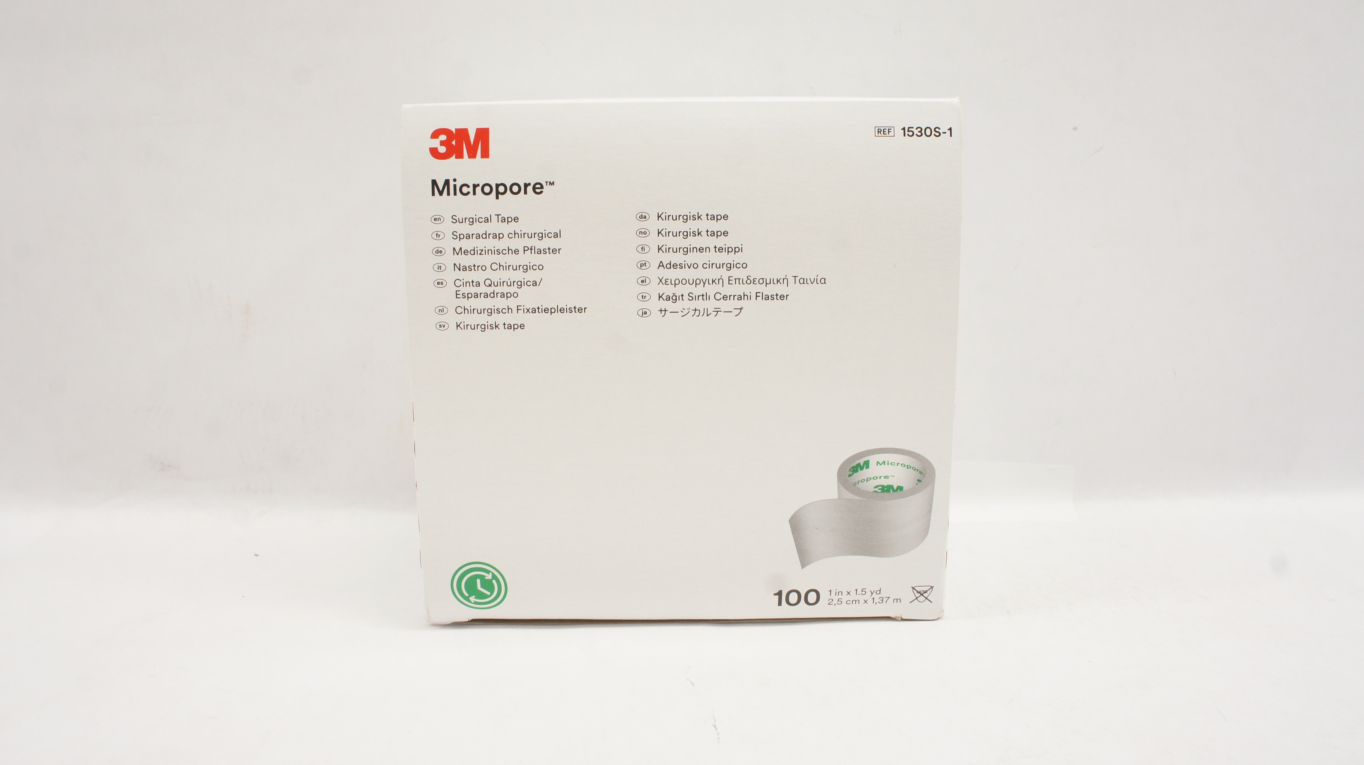 3M 1530S-1 Micropore Rolls Surgical Tape 1inch x 1.5yd. - Box of 100