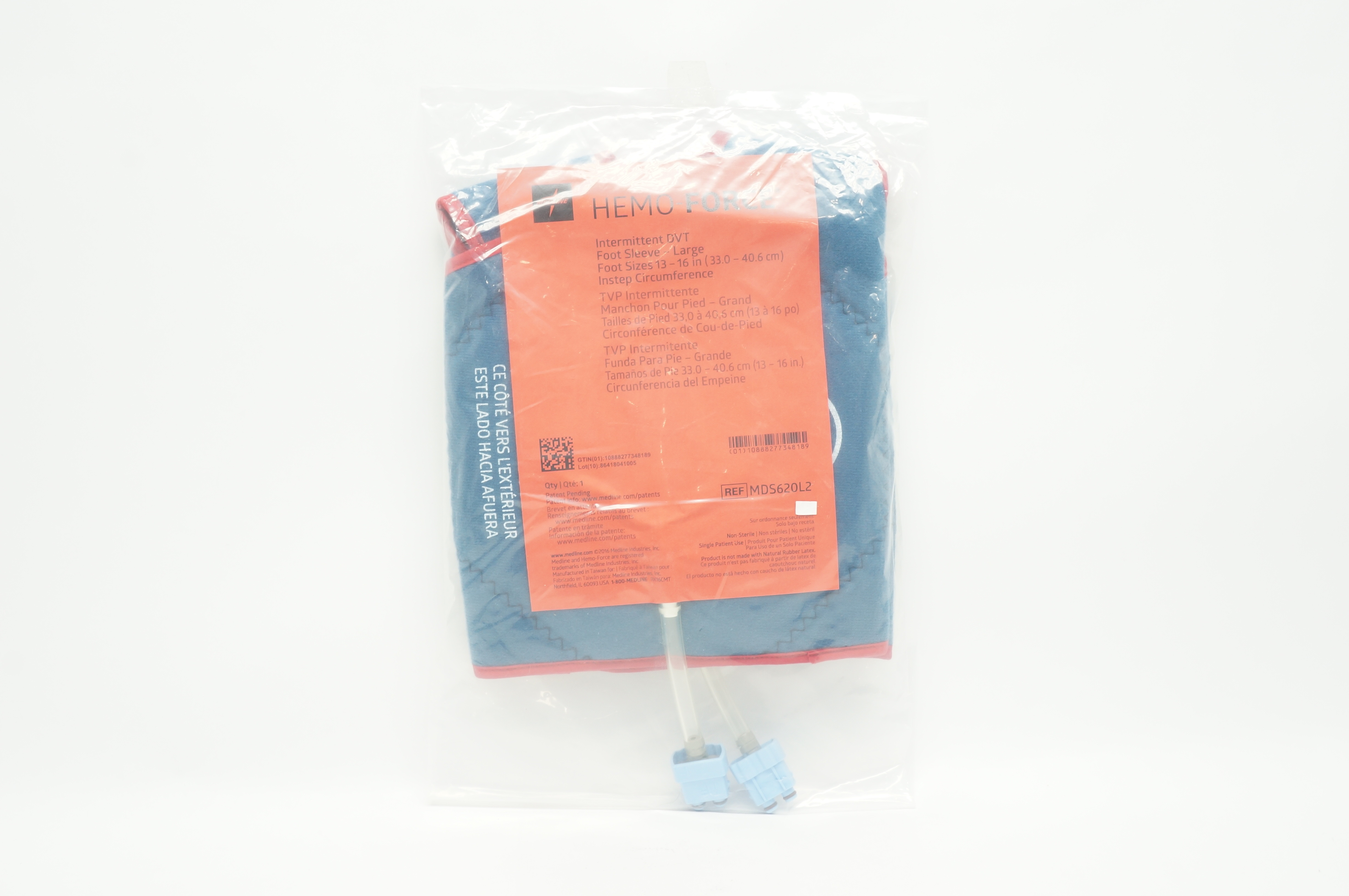 Medline MDS620L2 Hemo-Force Intermittent DVT Foot Sleeve-Large, 13-16inch