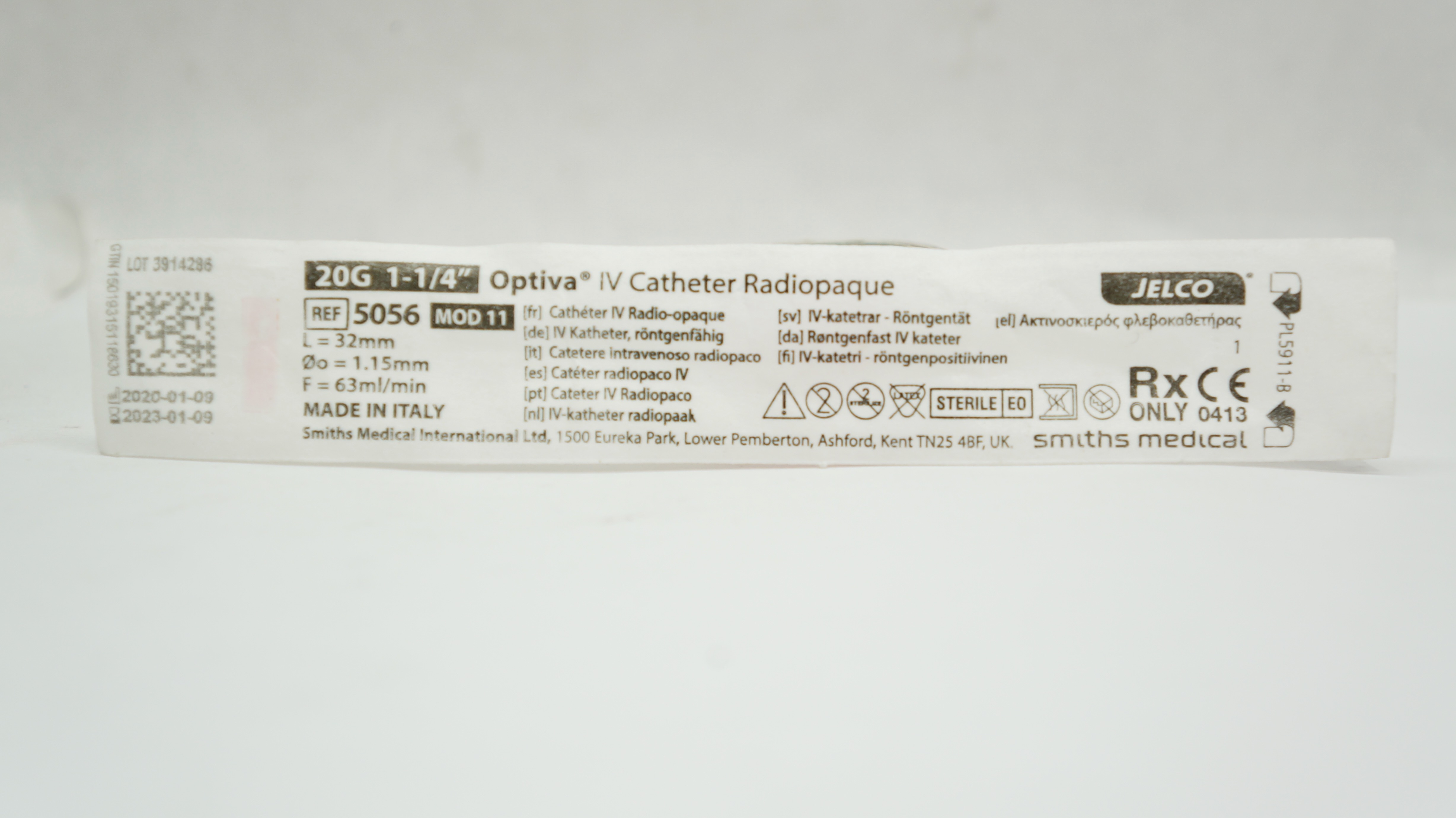 Smiths Medical 5056 Jelco Optiva IV Cath. Radiopaque 20G x 1-1/4inch (x)