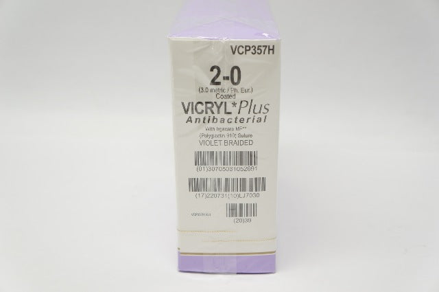Ethicon VCP357H 2-0 VICRYL Plus Stre CT 40mm 1/2c Taper 36inch (x) - Box of 36