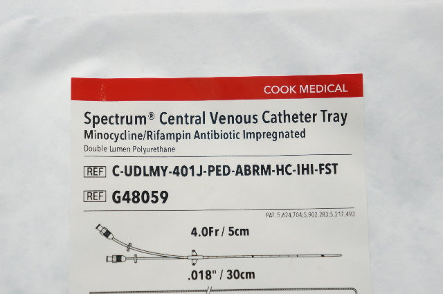 Cook G48059 Spectrum Central Venous Cath.Tray 4.0Fr./5cm,.018in./30cm (x)