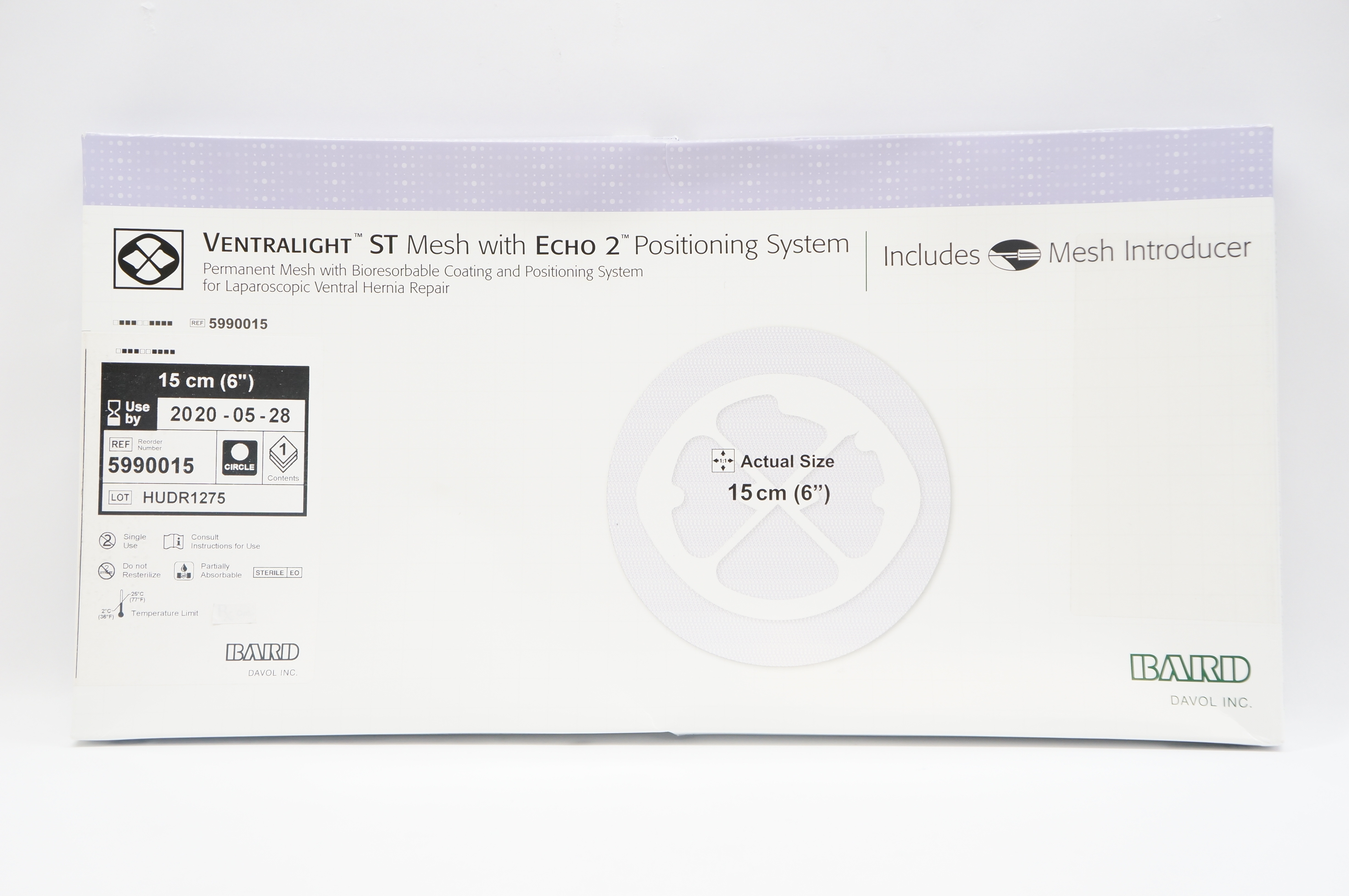 Bard 5990015 Ventralight ST Mesh With Echo 2 Positioning System, 6 Inch (x)