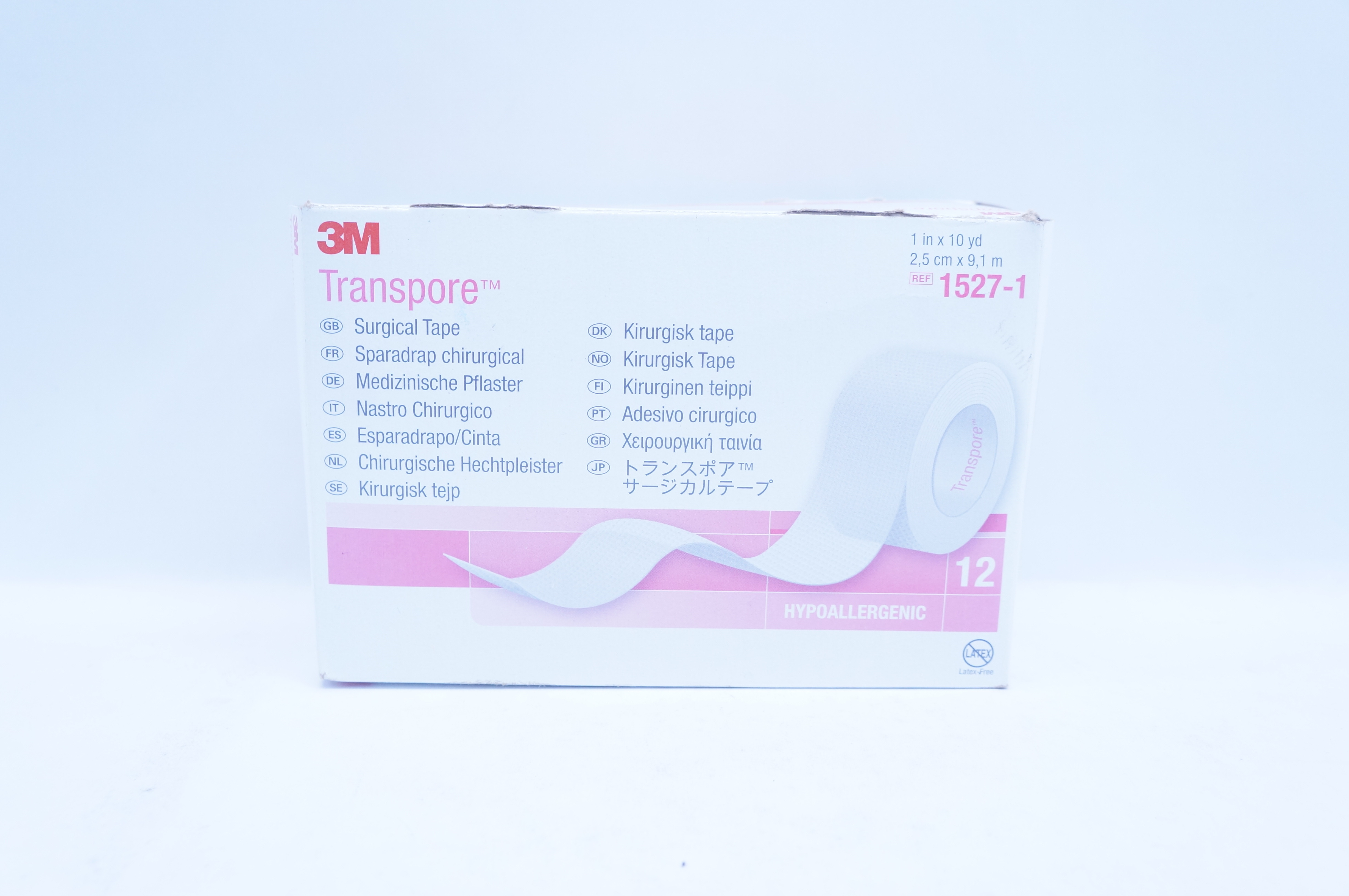 3M 1527-1 Transpore Surgical Tape 1inch x 10yd  (x) - Box of 12