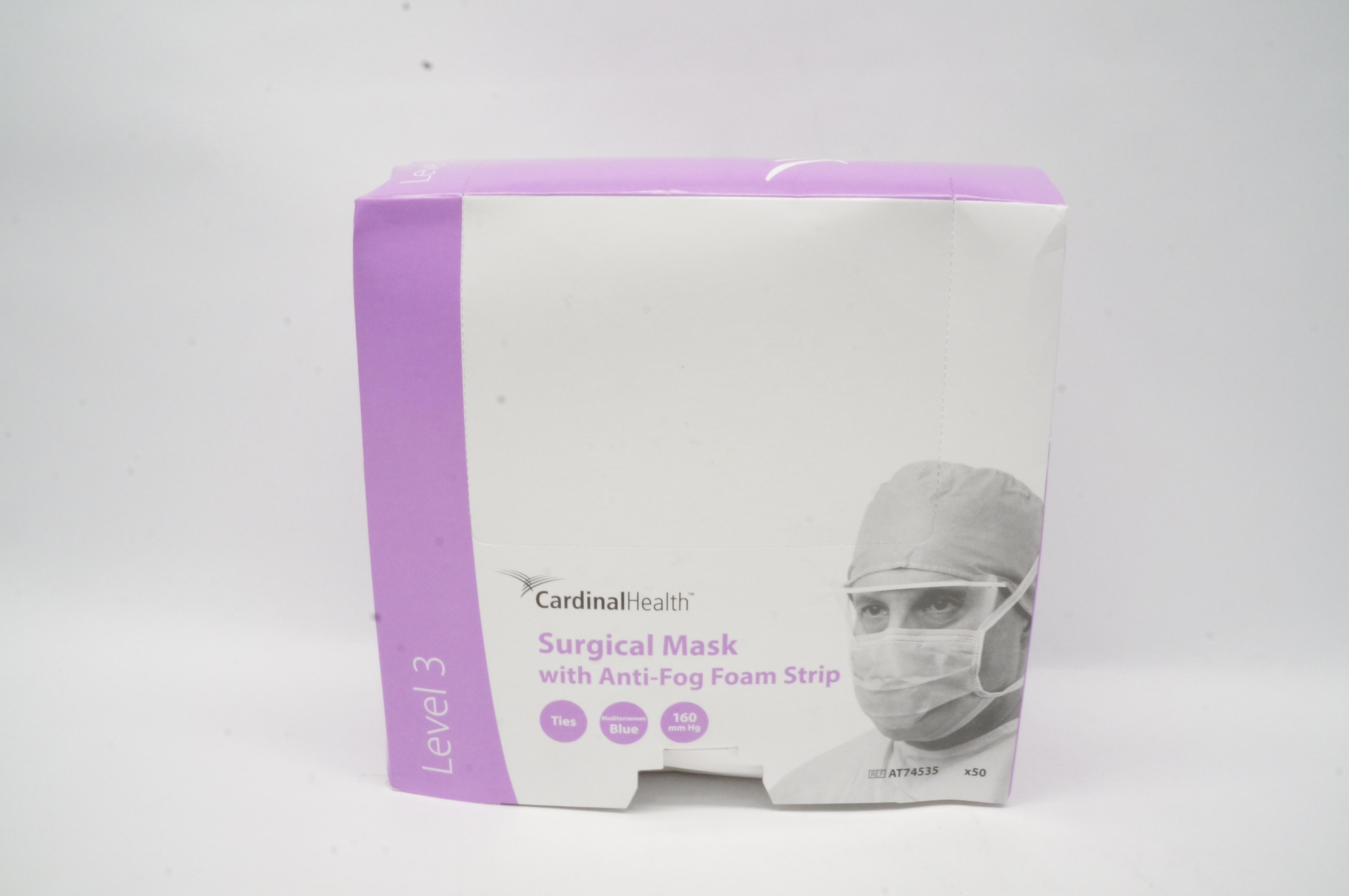 Cardinal Health AT74535 Surgical Mask W/Anti-fog Foam Strip Level 3 - Box of 50