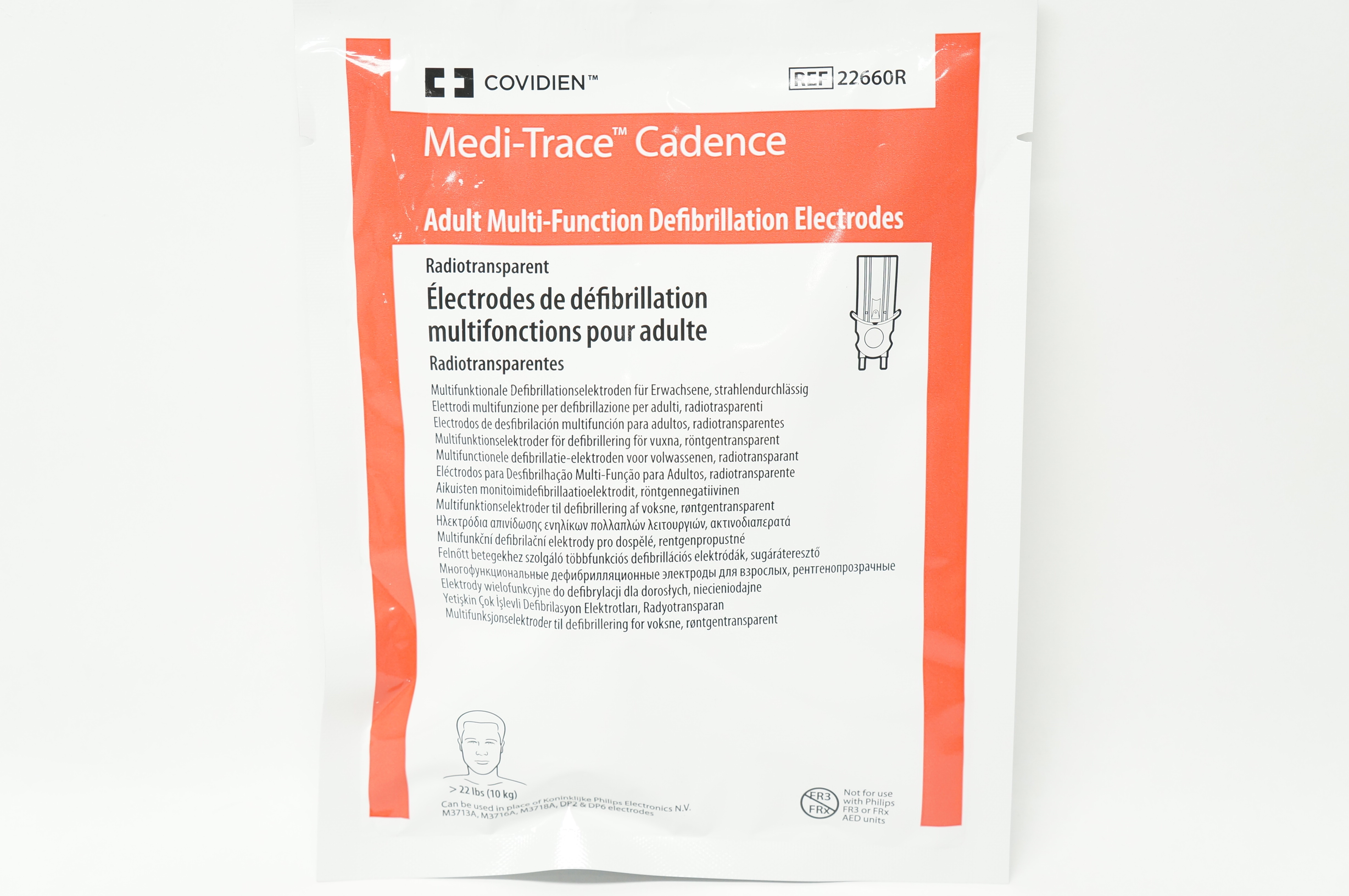 Covidien 22660R Medi-Trace Adult Multi-Function Defibrillation Electrodes >22Ibs