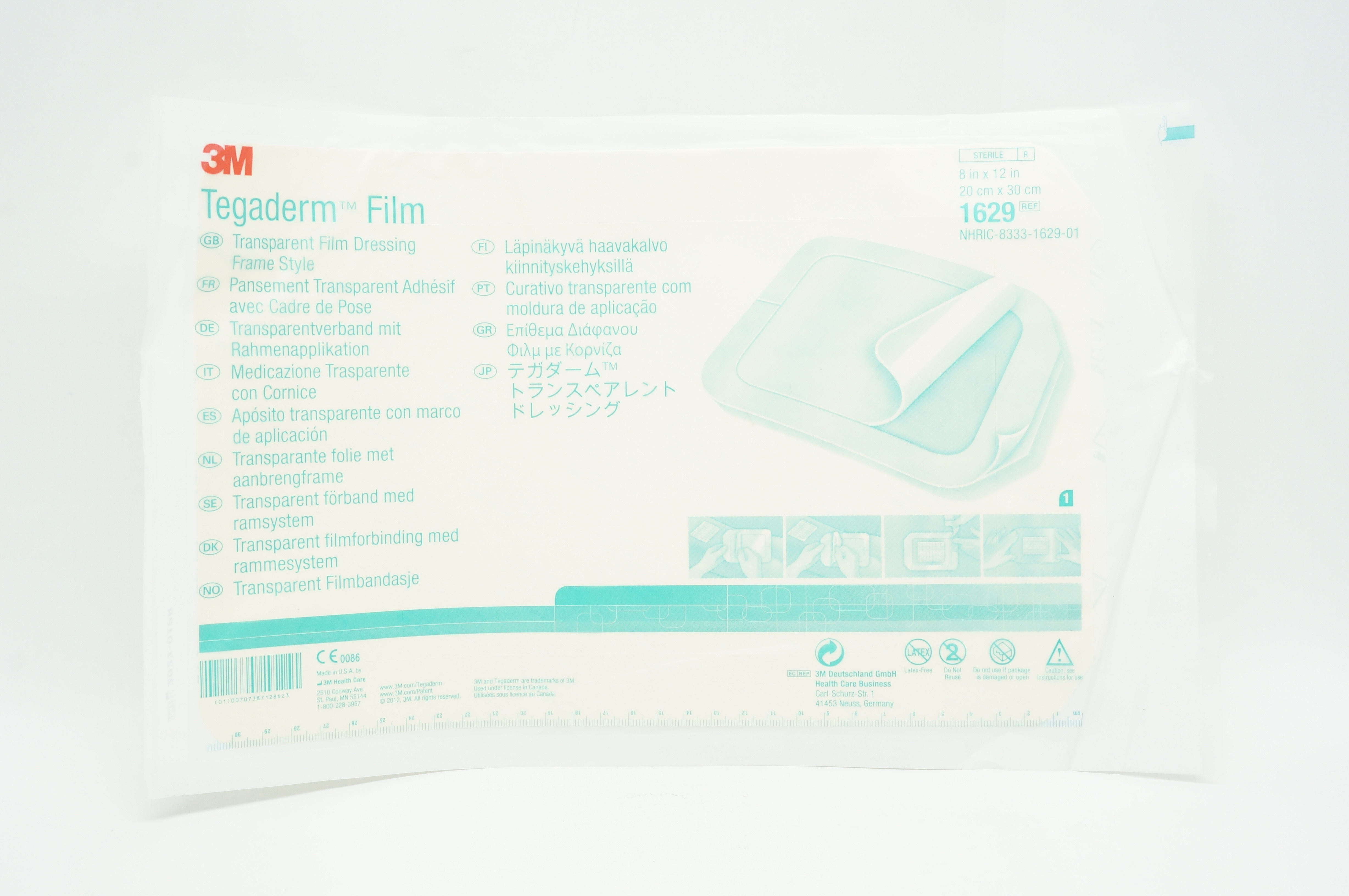 3M 1629 Tegaderm Transparent Film Dressing Frame Style 8 inch x 12 inch