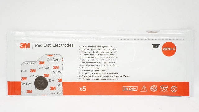 3M 2670-5 Red Dot Electrodes Repositionable Monitoring Electrode - Pack of 5 (x)