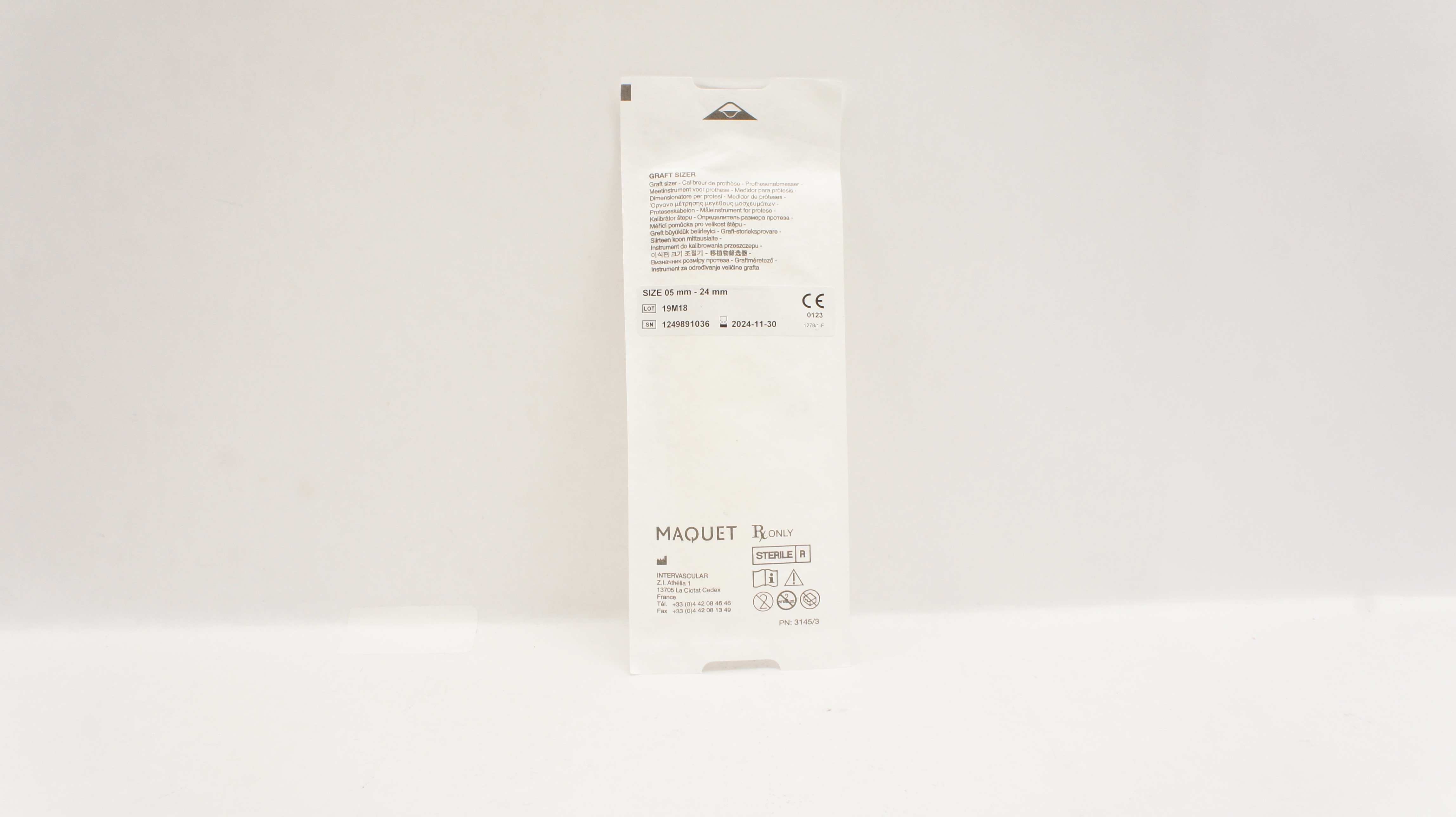 Maquet 1249891036 Grafter Sizer 0.5mm-24mm