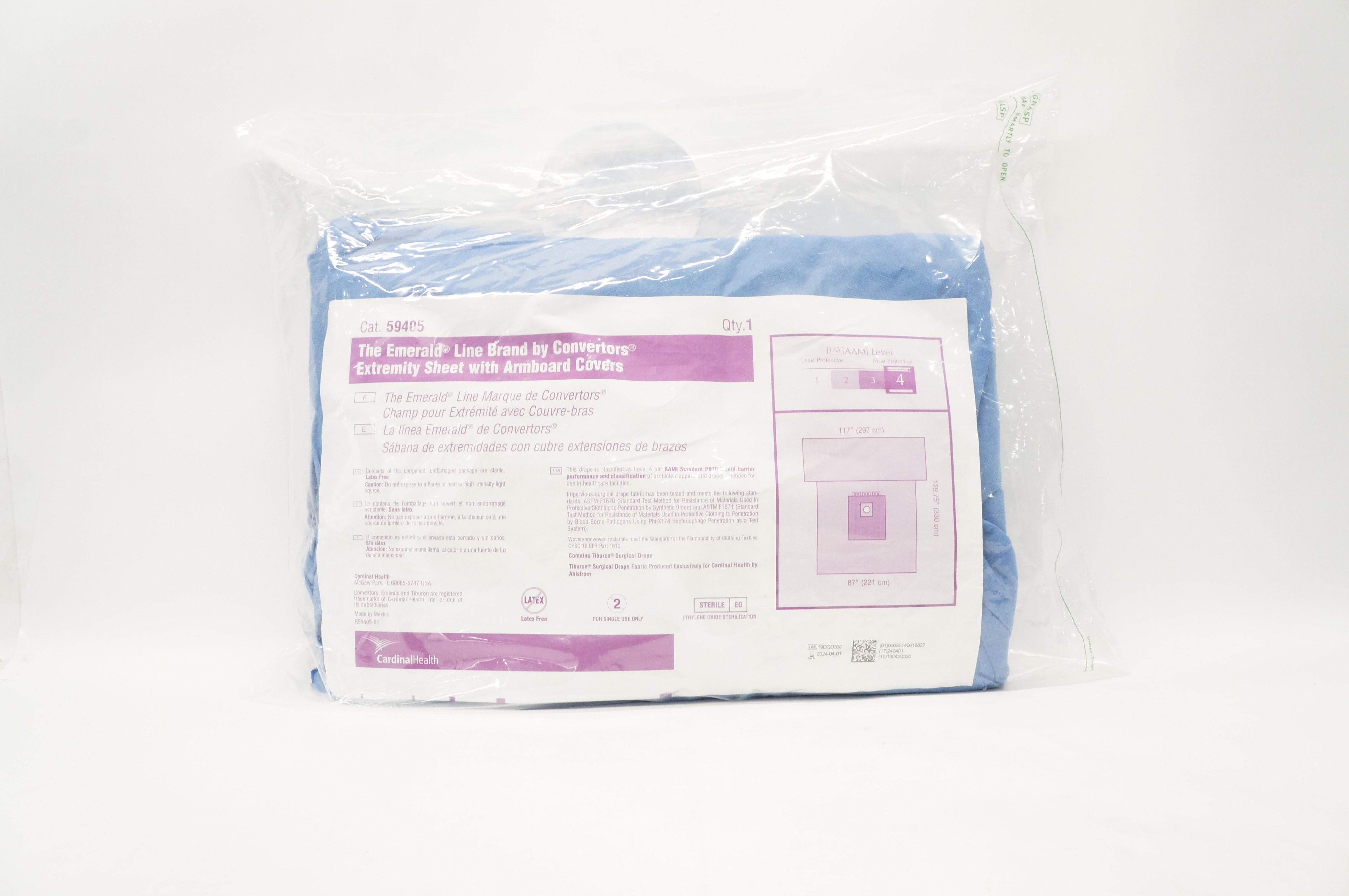 Cardinal Health 59405 Convertors Extremity Sheet, Level 4, 117 x 129.75 x 87inch