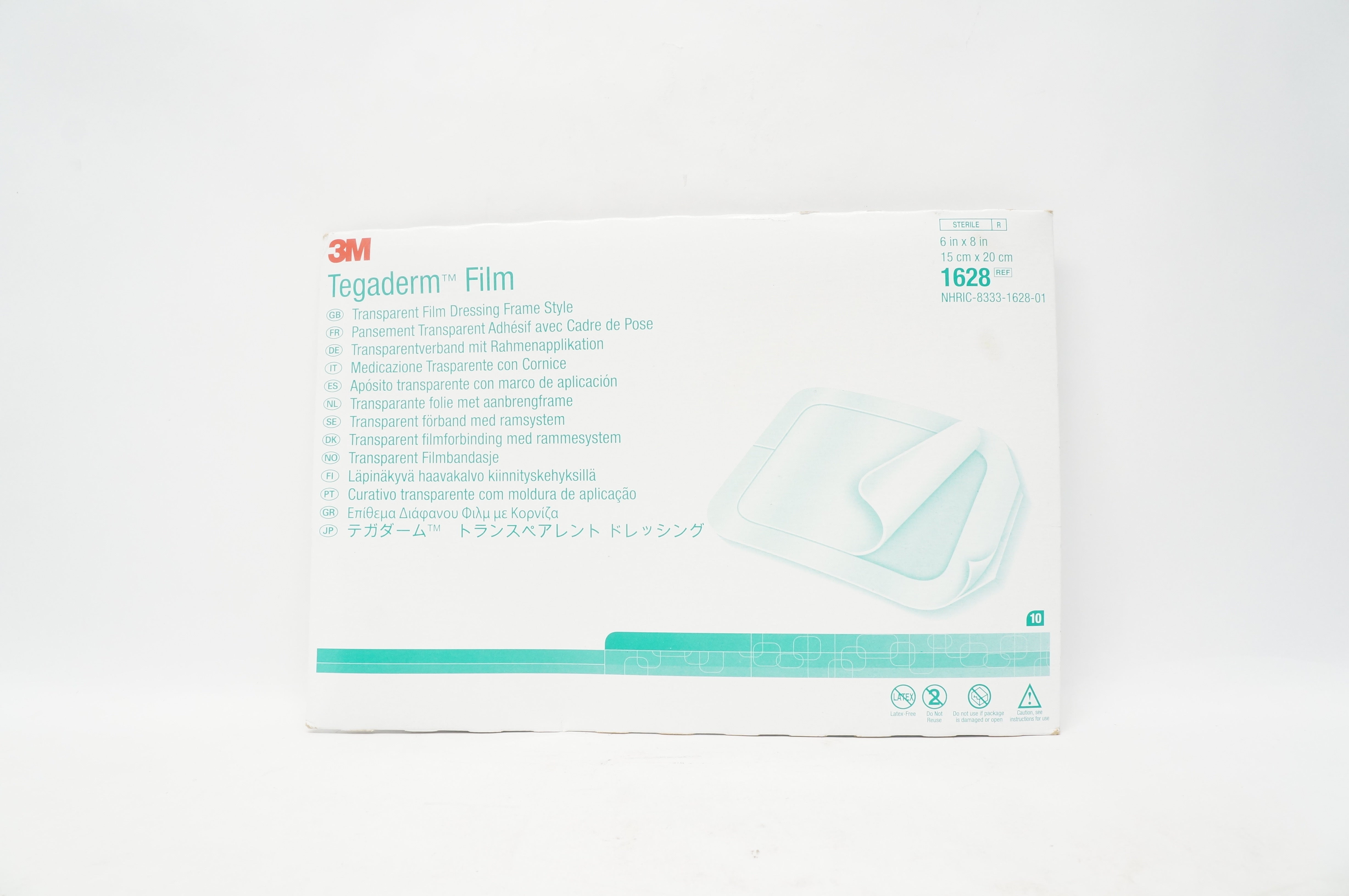 3M 1628 Tegaderm Transparent Film Dressing, Frame Style 6 x 8in (x)-Packet of 10