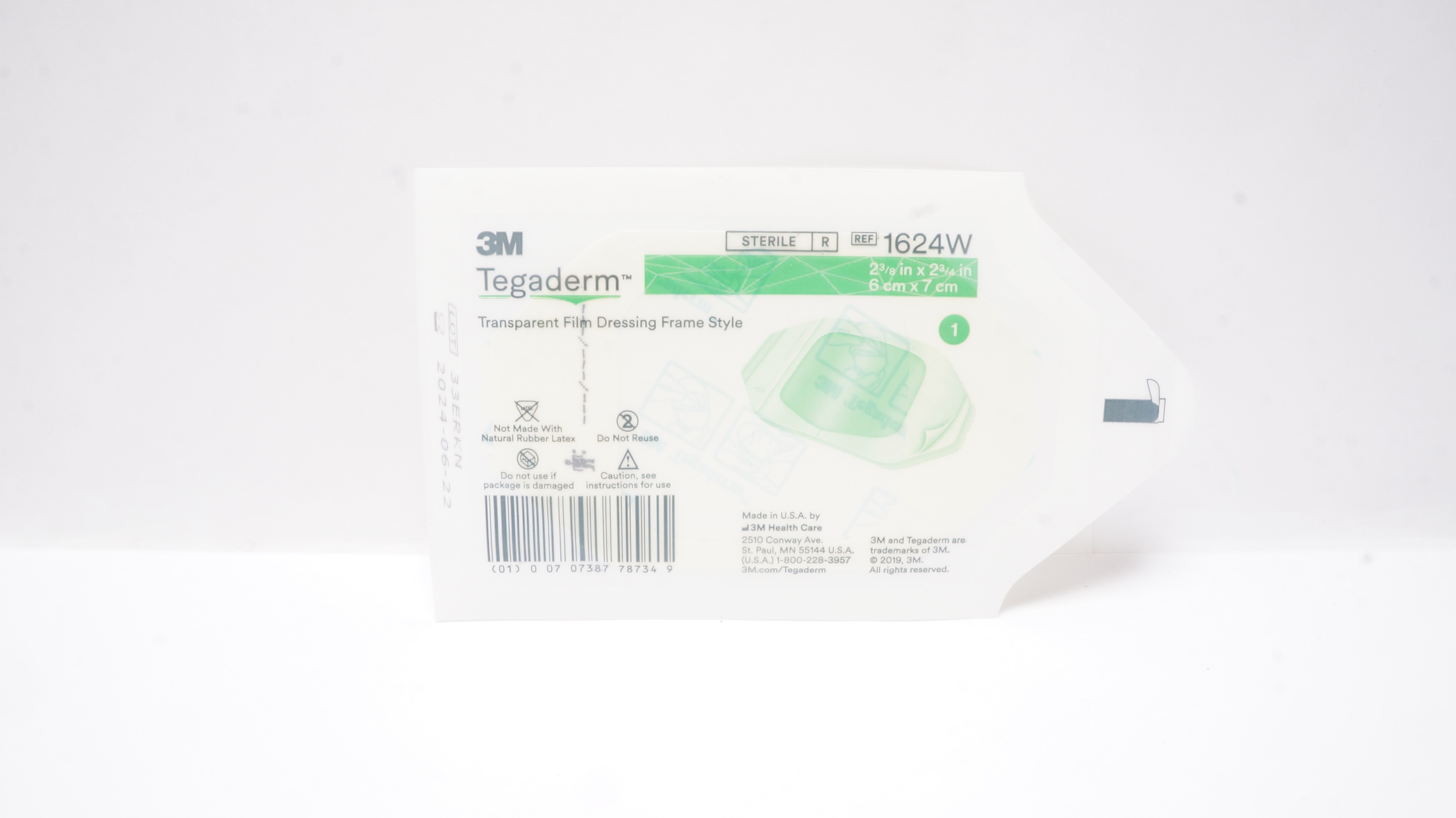 3M 1624W Tegaderm Transparent Film Dressing Frame 2-3/8inch x 2-3/4inch