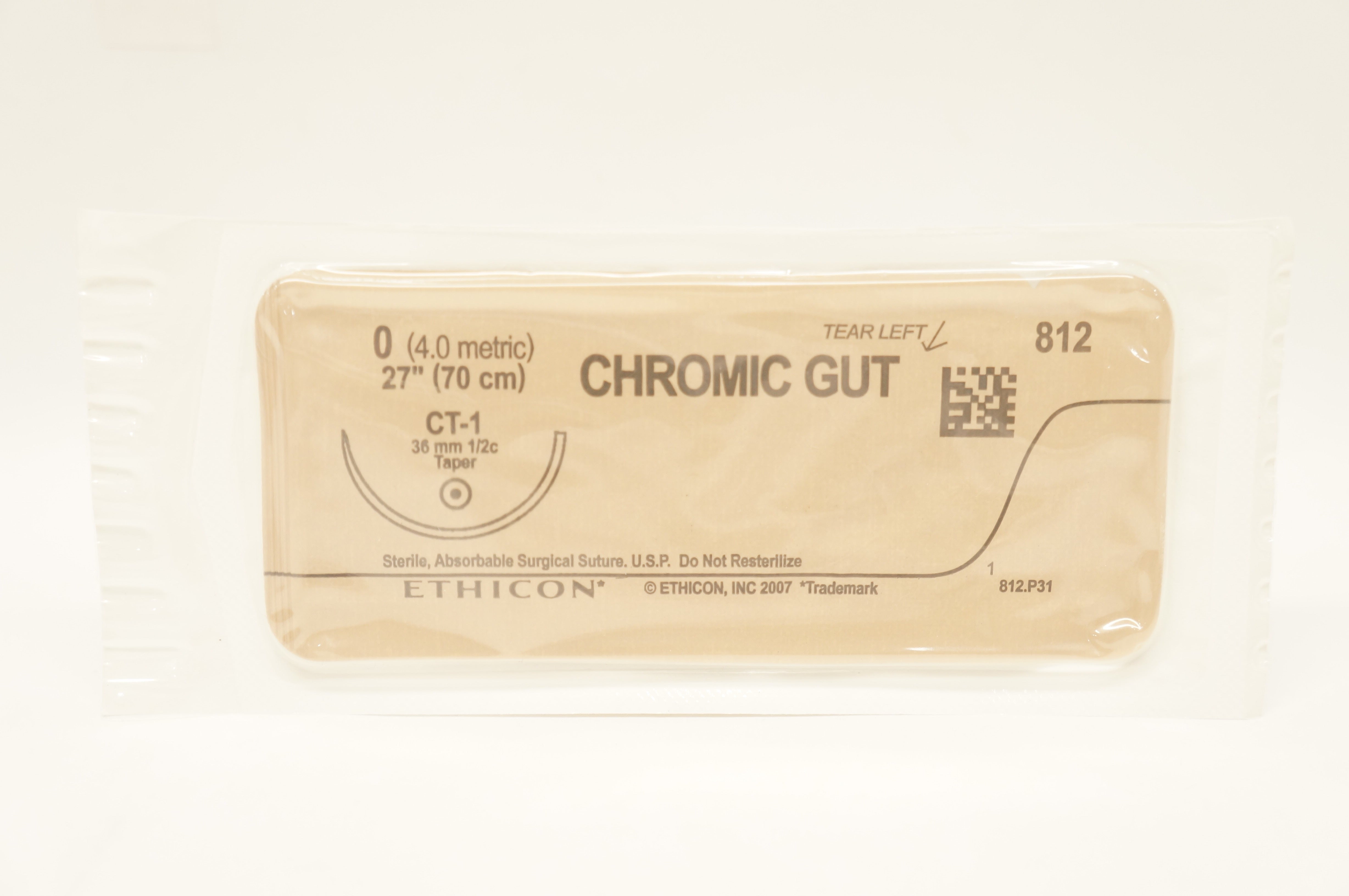Ethicon 812 0 CHROMIC GUT Surgical Stre CT-1 36mm 1/2c Taper, 27inch