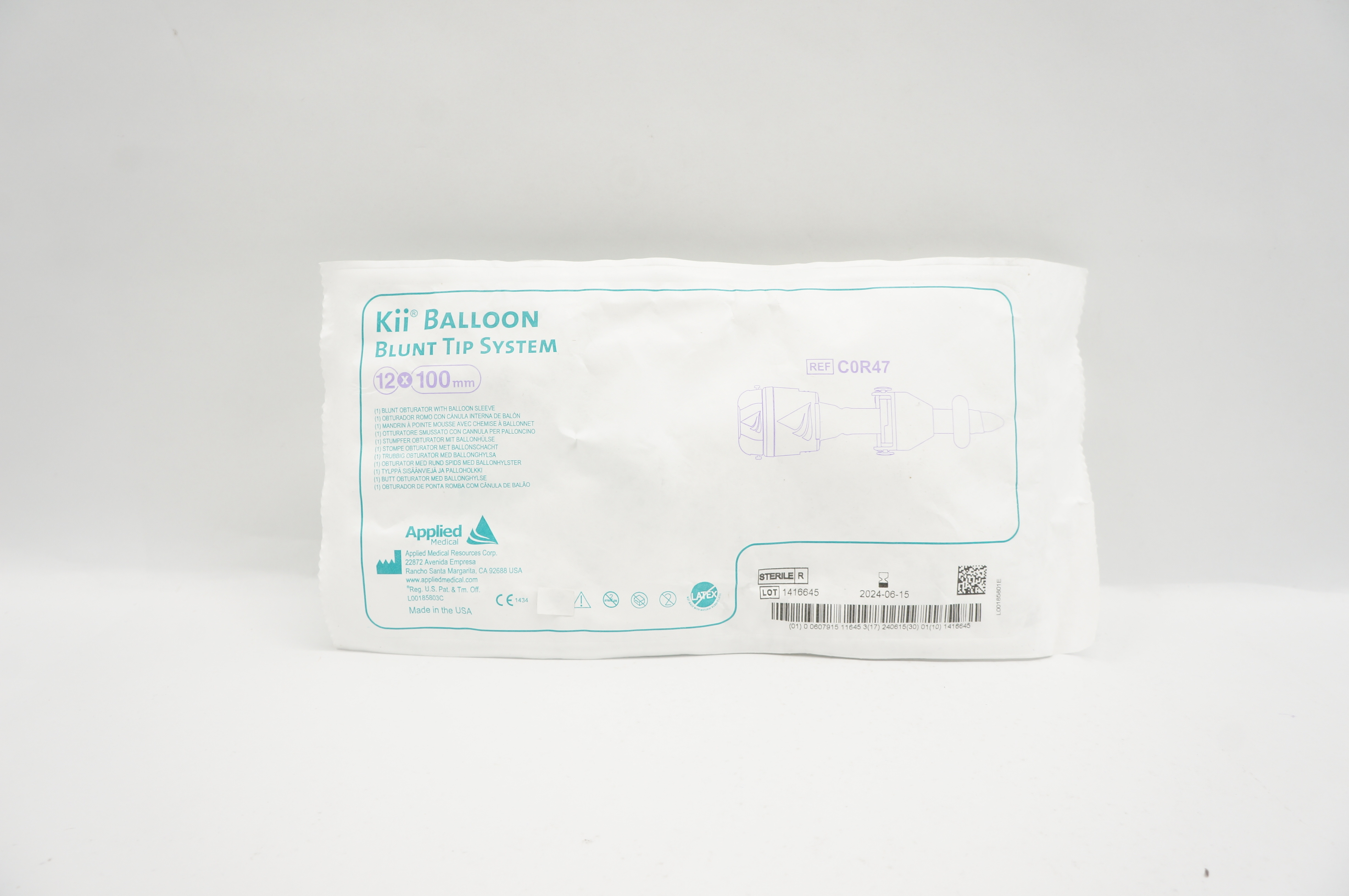 Applied Medical C0R47 Kii Blunt Obturator with Balloon Sleeve 12 mm x 100 mm