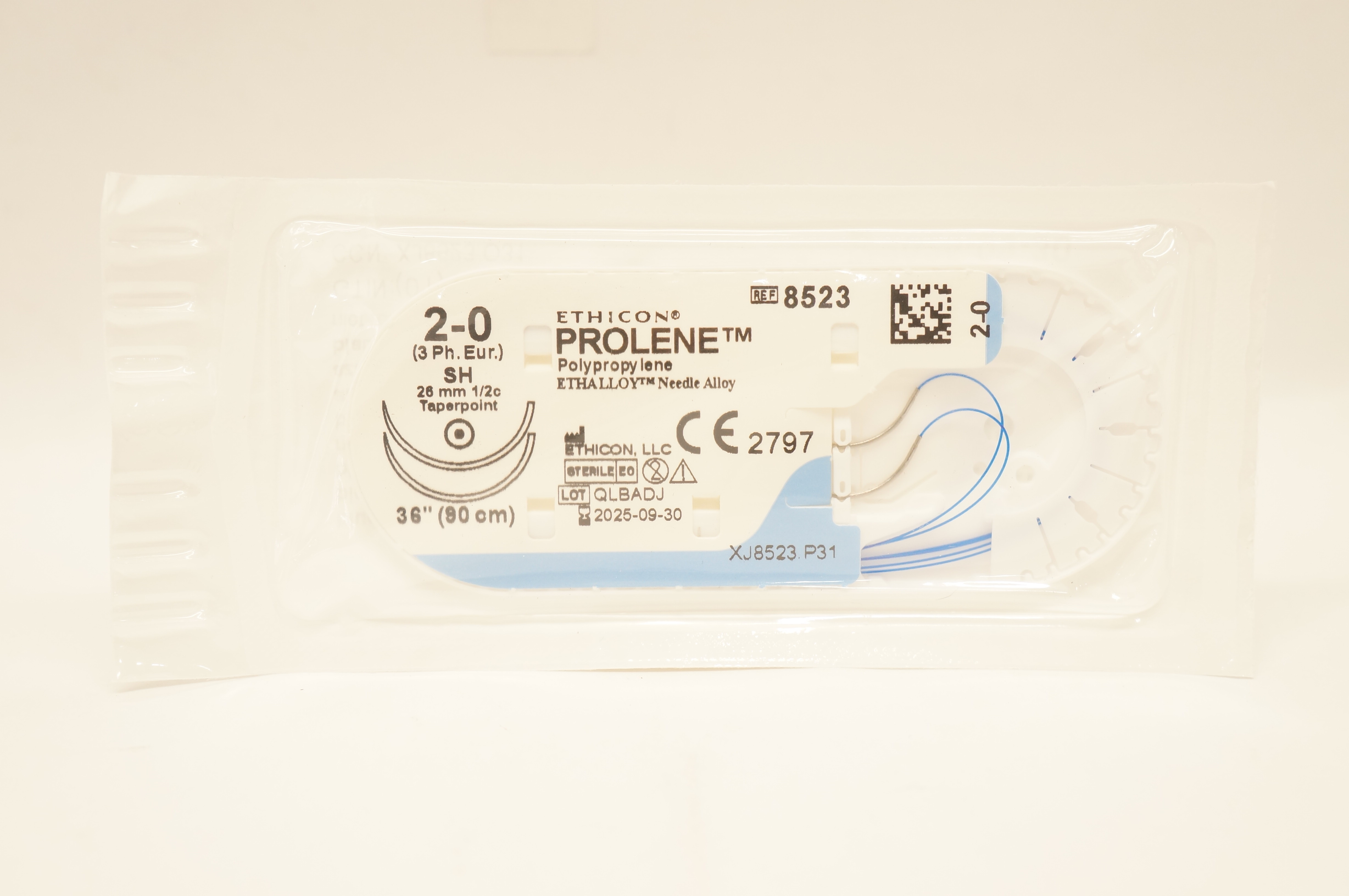 Ethicon 8523 2-0 PROLENE, SH, 26mm 1/2c Taperpoint, 36inch