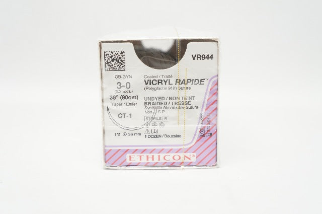 Ethicon VR944 3-0 VICRYL RAPIDE Stre CT-1 1/2 36mm Taper, 36inch - Box of 12