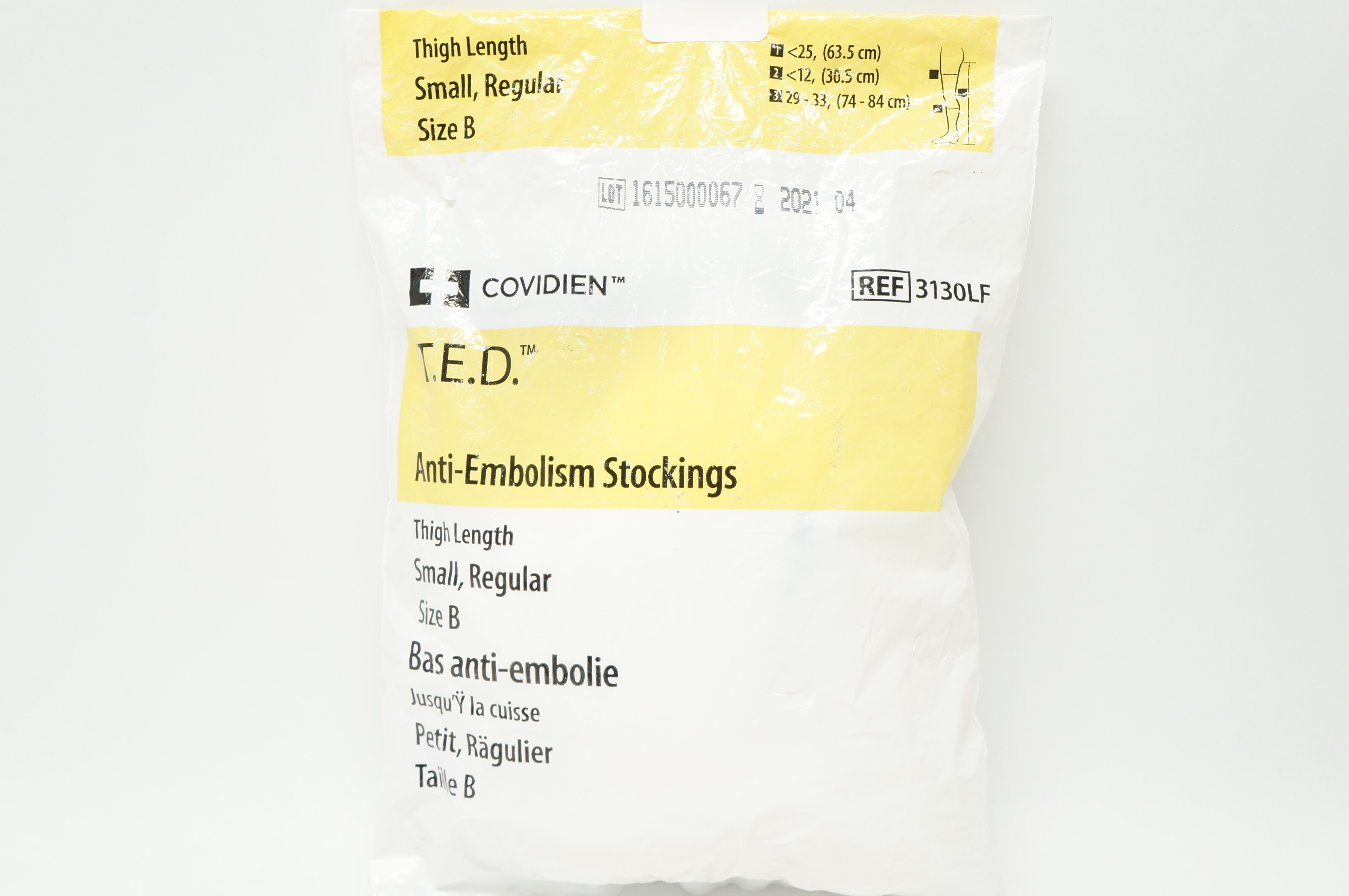 Covidien 3130LF T.E.D. Anti-Embolism Stockings Thigh Length Small Size B (x)
