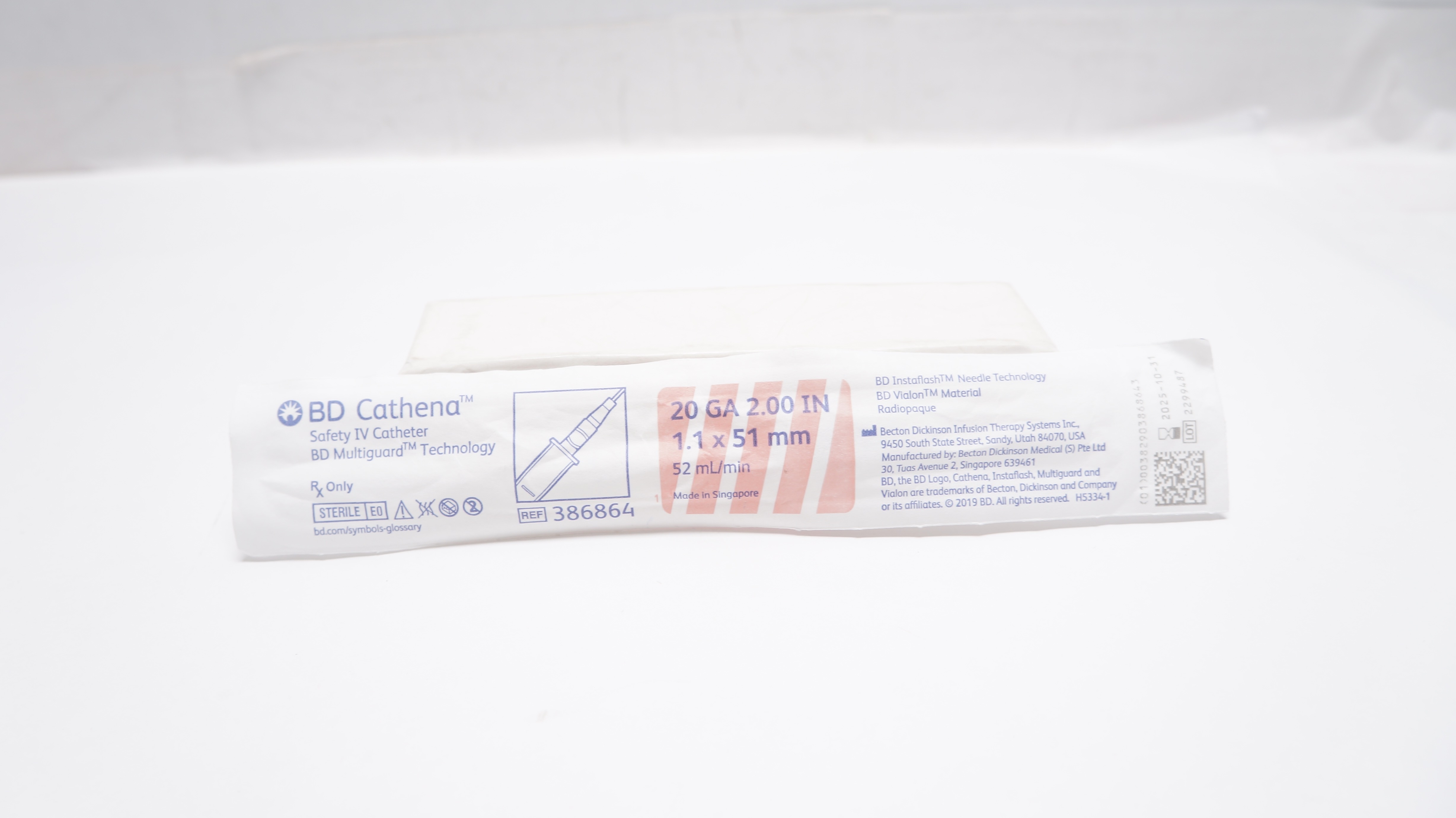 BD 386864 Athena Safety Cath. BD Multiguard Technology 20GA 2.00In 52ml/min