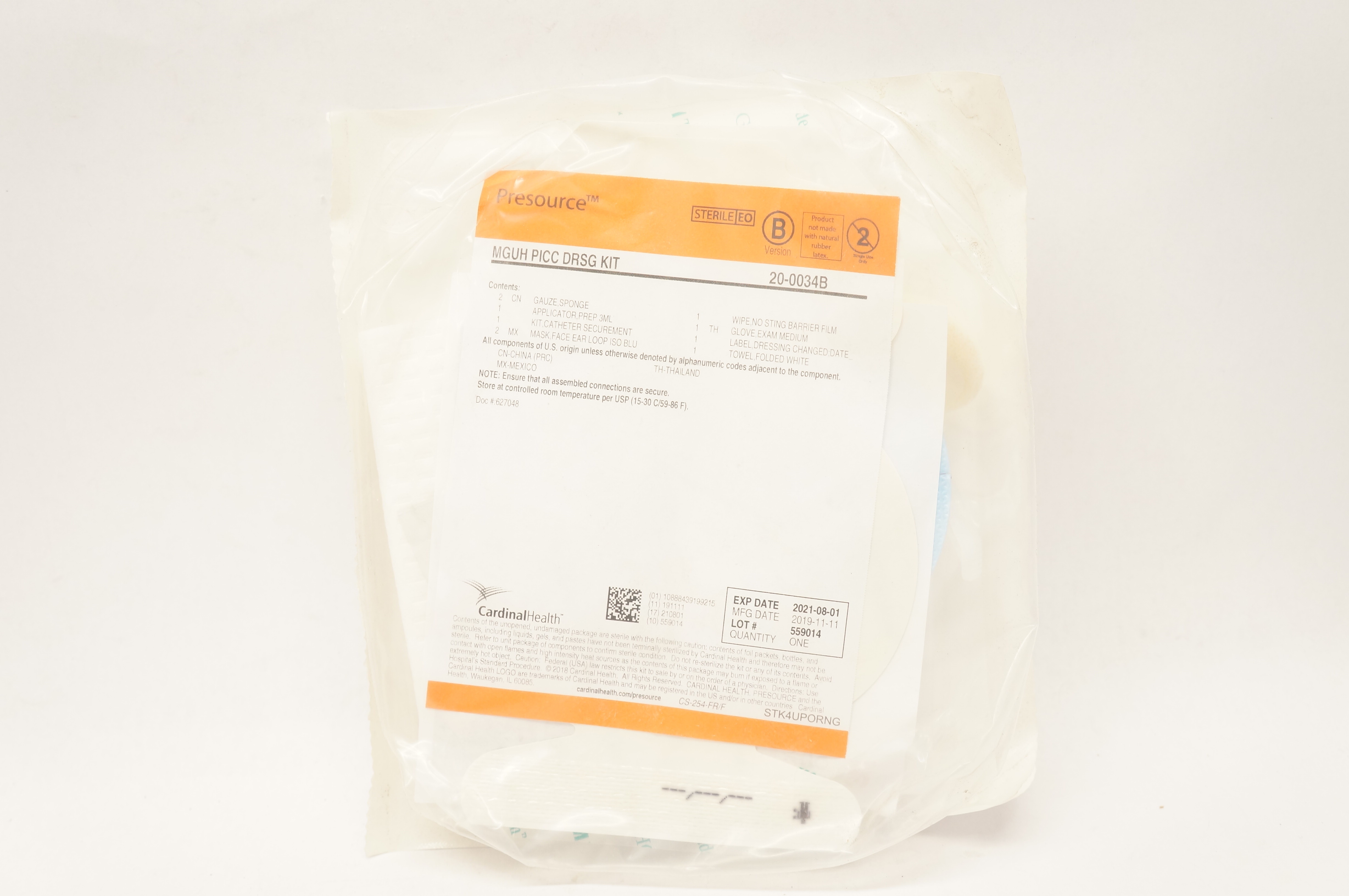 Cardinal Health 20-0034B Presourse MGUH PICC DRSG KIT (x)