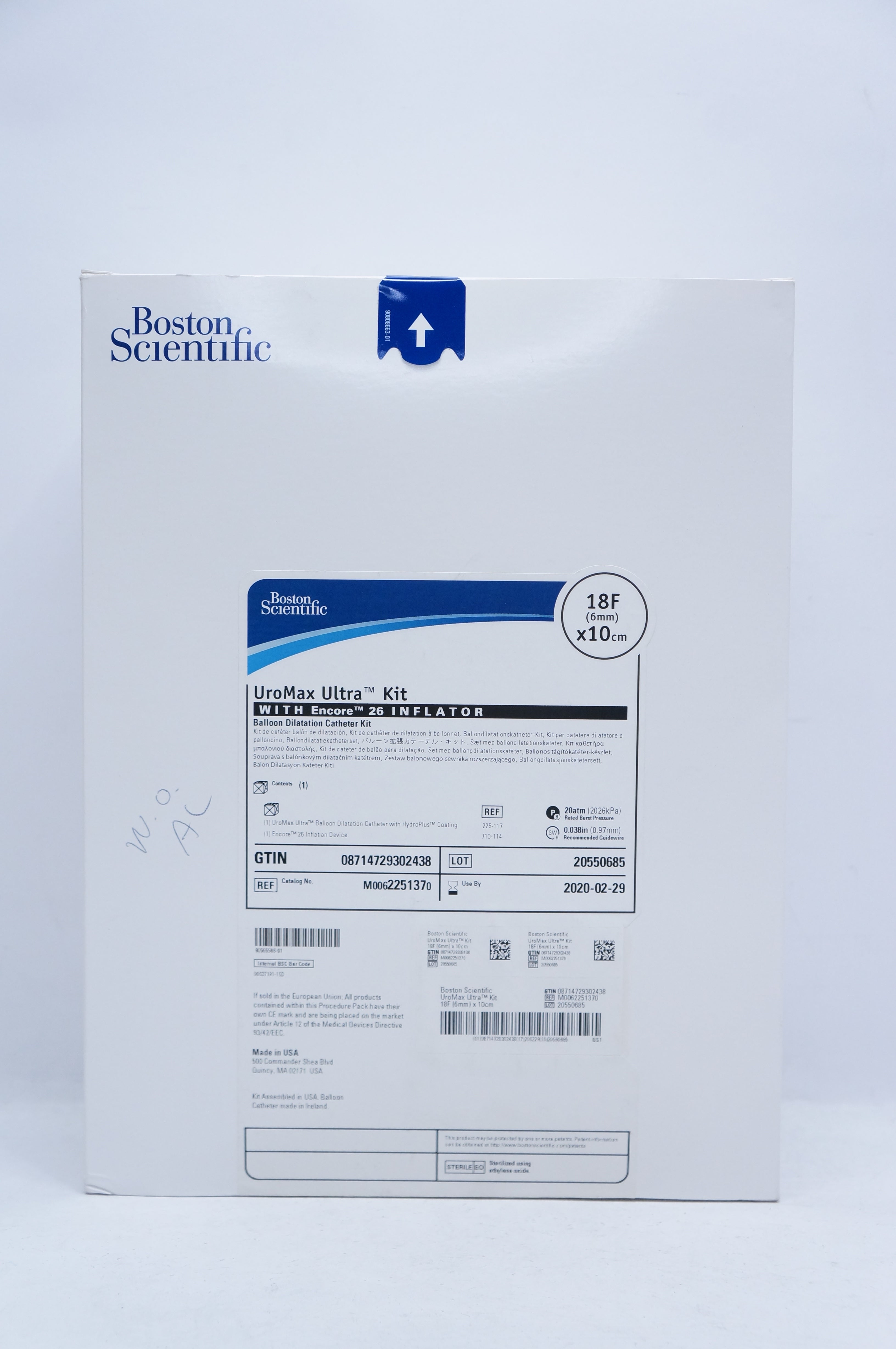 Boston Scientific 225137 UroMax Ultra Kit W/Encore 26 Inflator Cath. 18Fx10cm(x)