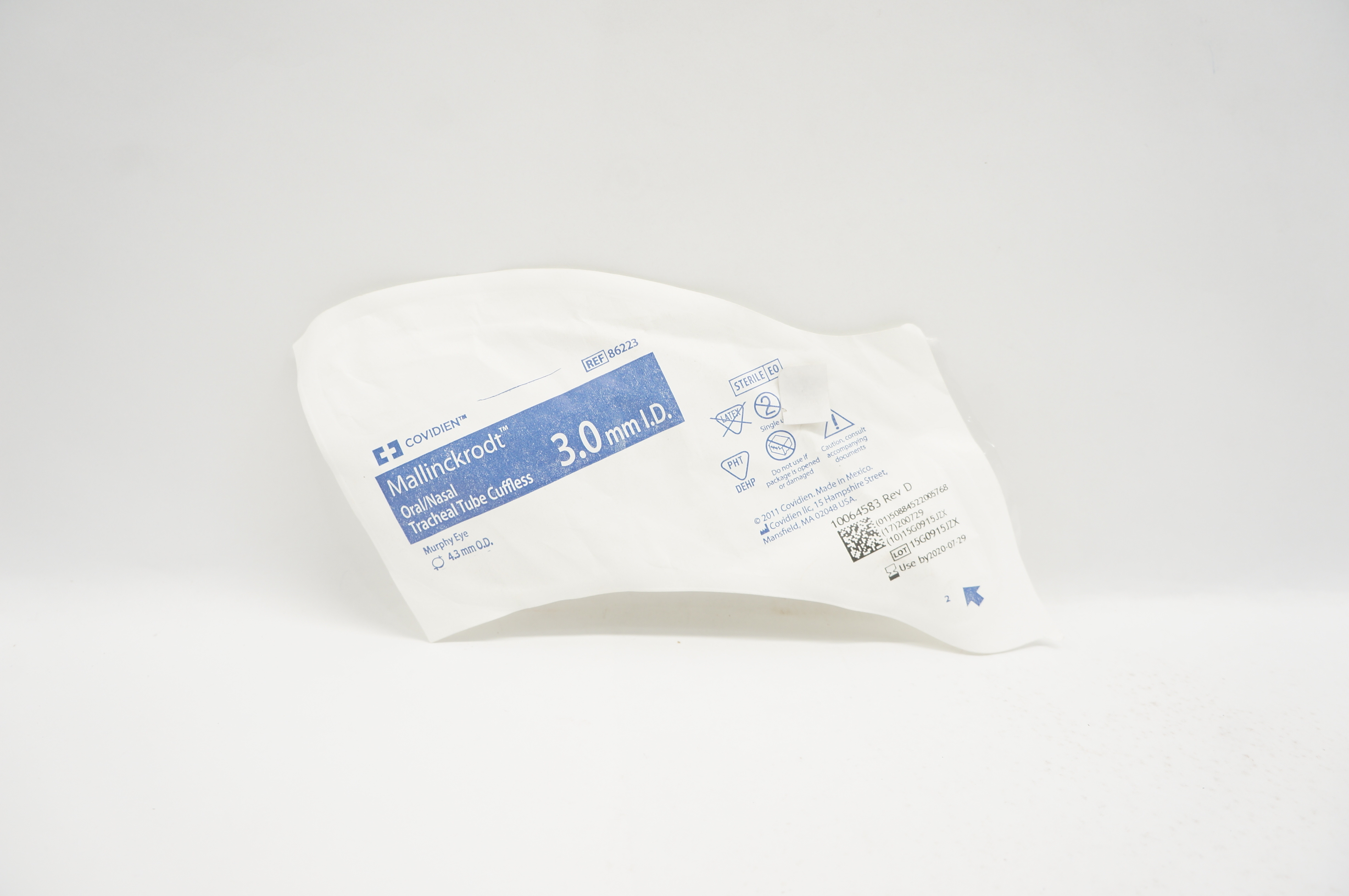 Mallinckrodt 86223 Uncuffed Tracheal Tube 3.0mm ID x 4.3mm OD (x)