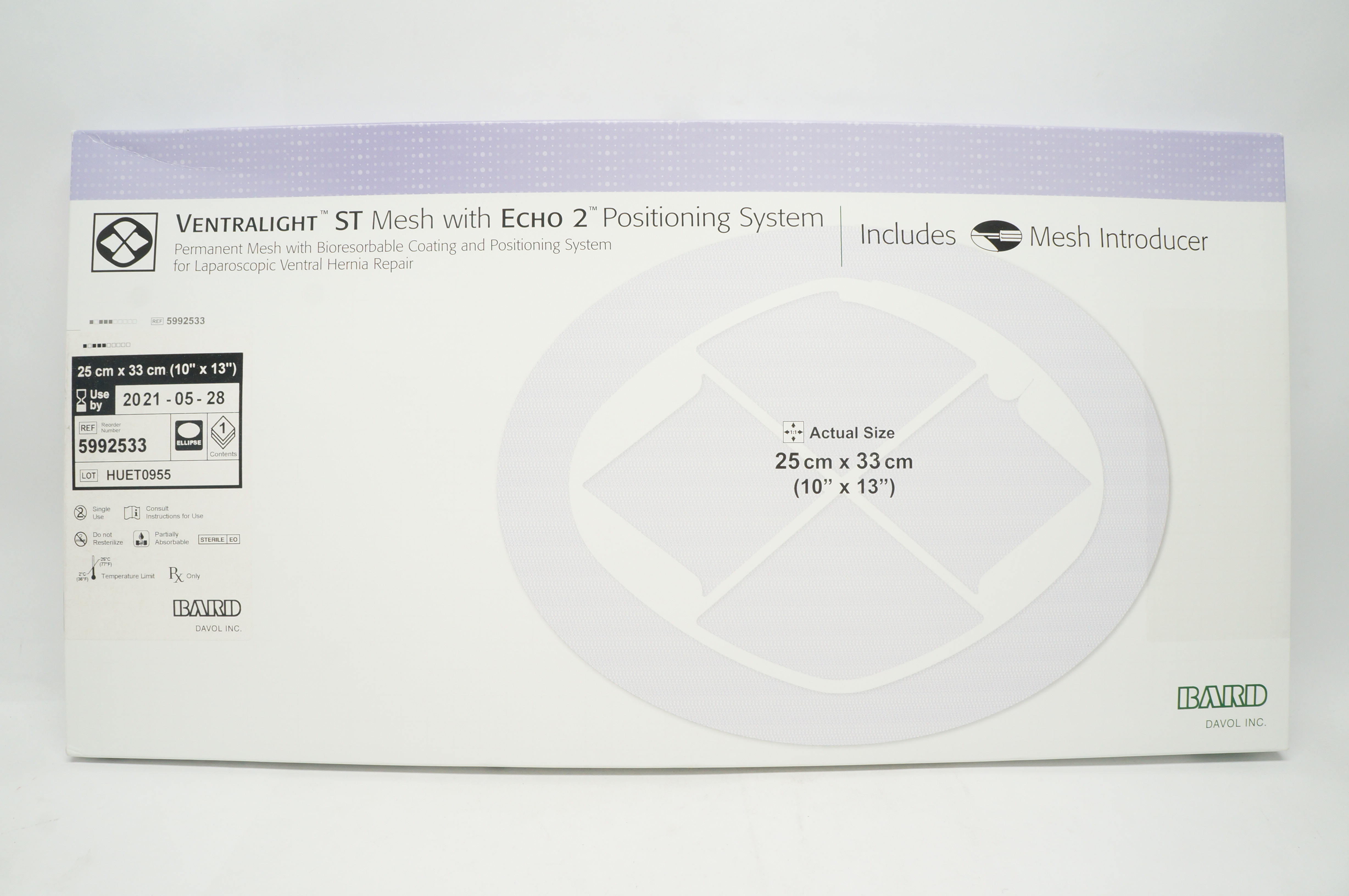 Bard 5992533 Ventralight ST Mesh with Echo 2 Positioning System 10 x 13inch (x)