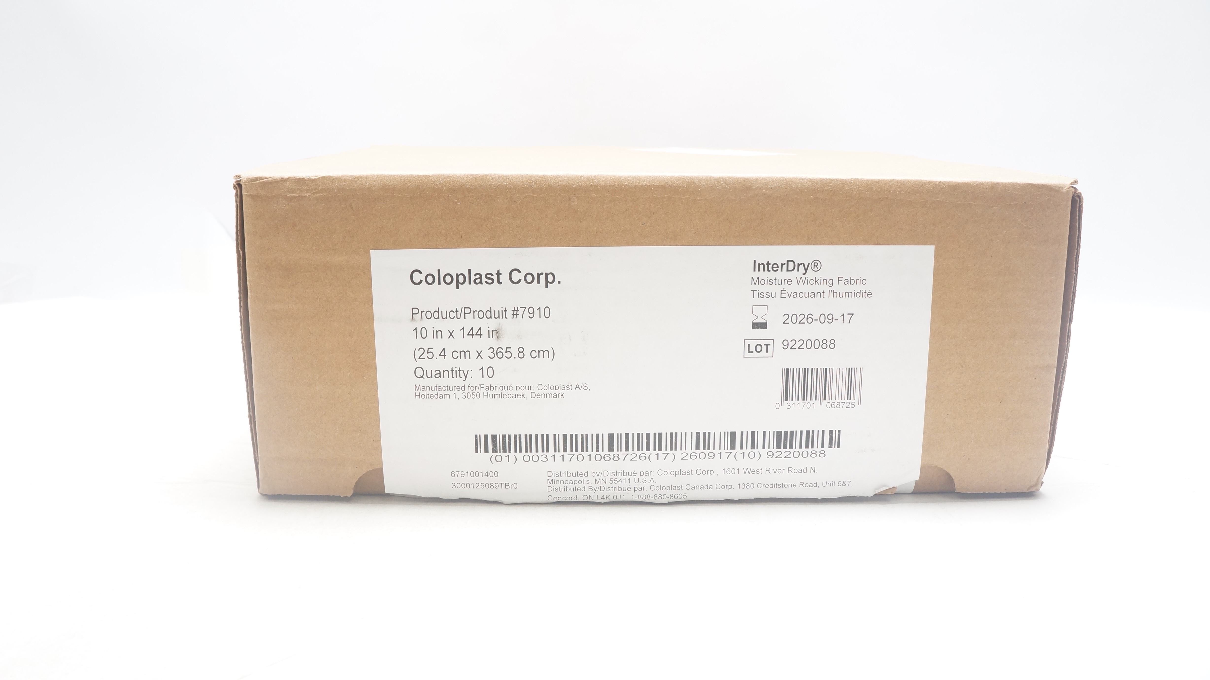 Coloplast 7910 InterDry Moisture-Wicking Fabric W/Silver 10in x 144in -Box of 10