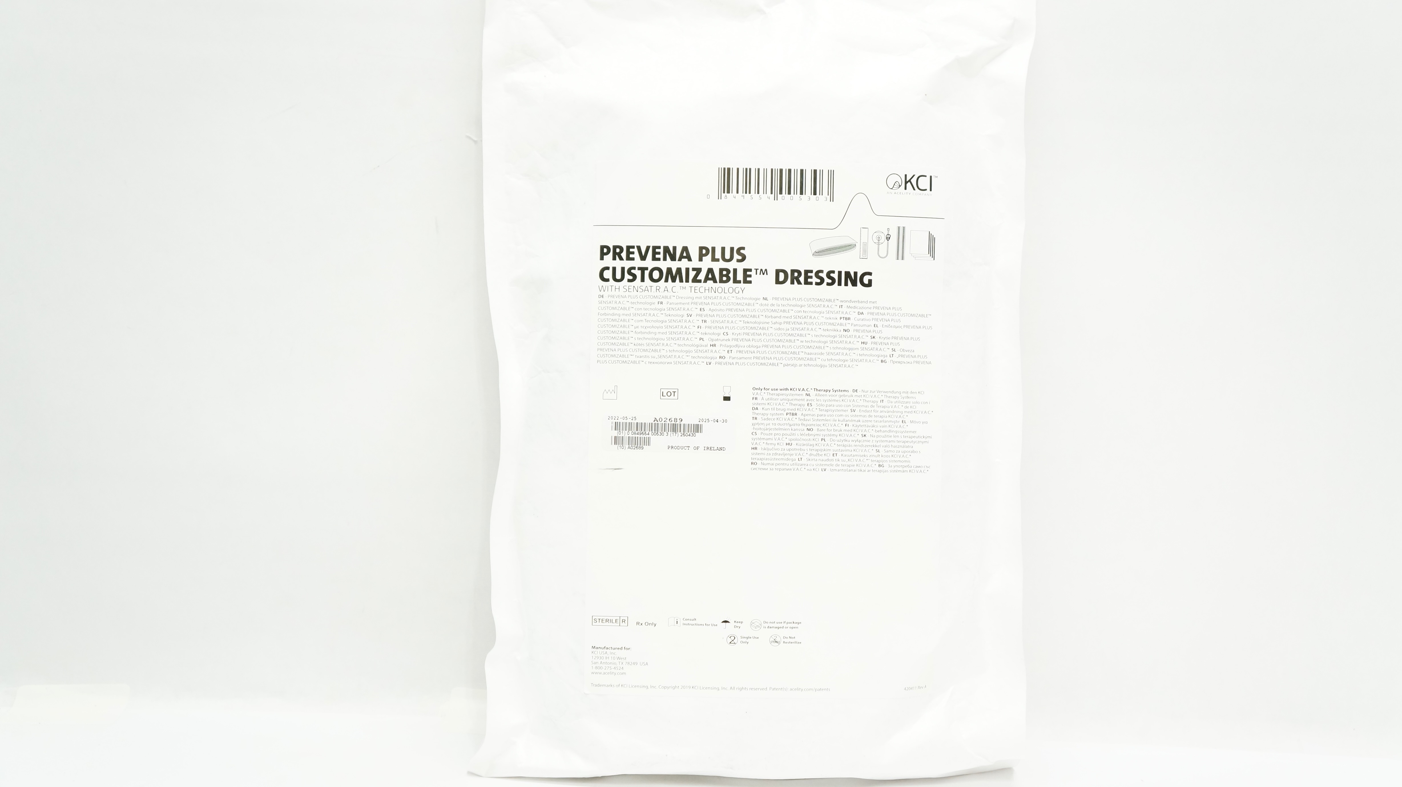 KCI Prevena Plus Customizable Dressing w/SENSAT.R.A.C Technology