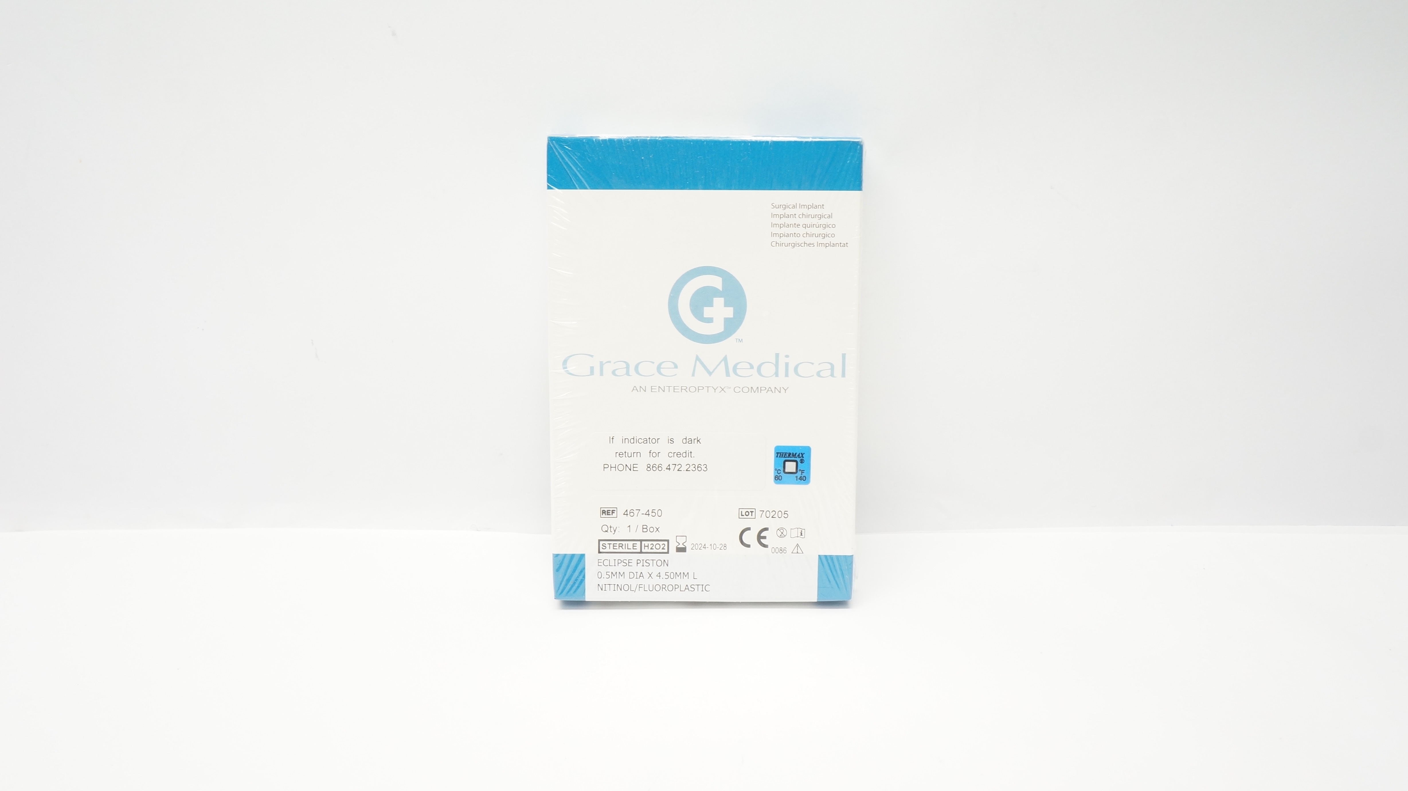 Grace Medical 467-450 Eclipse Piston 0.5mm DIa x 4.50mm L Nitinol/Fluoroplastic