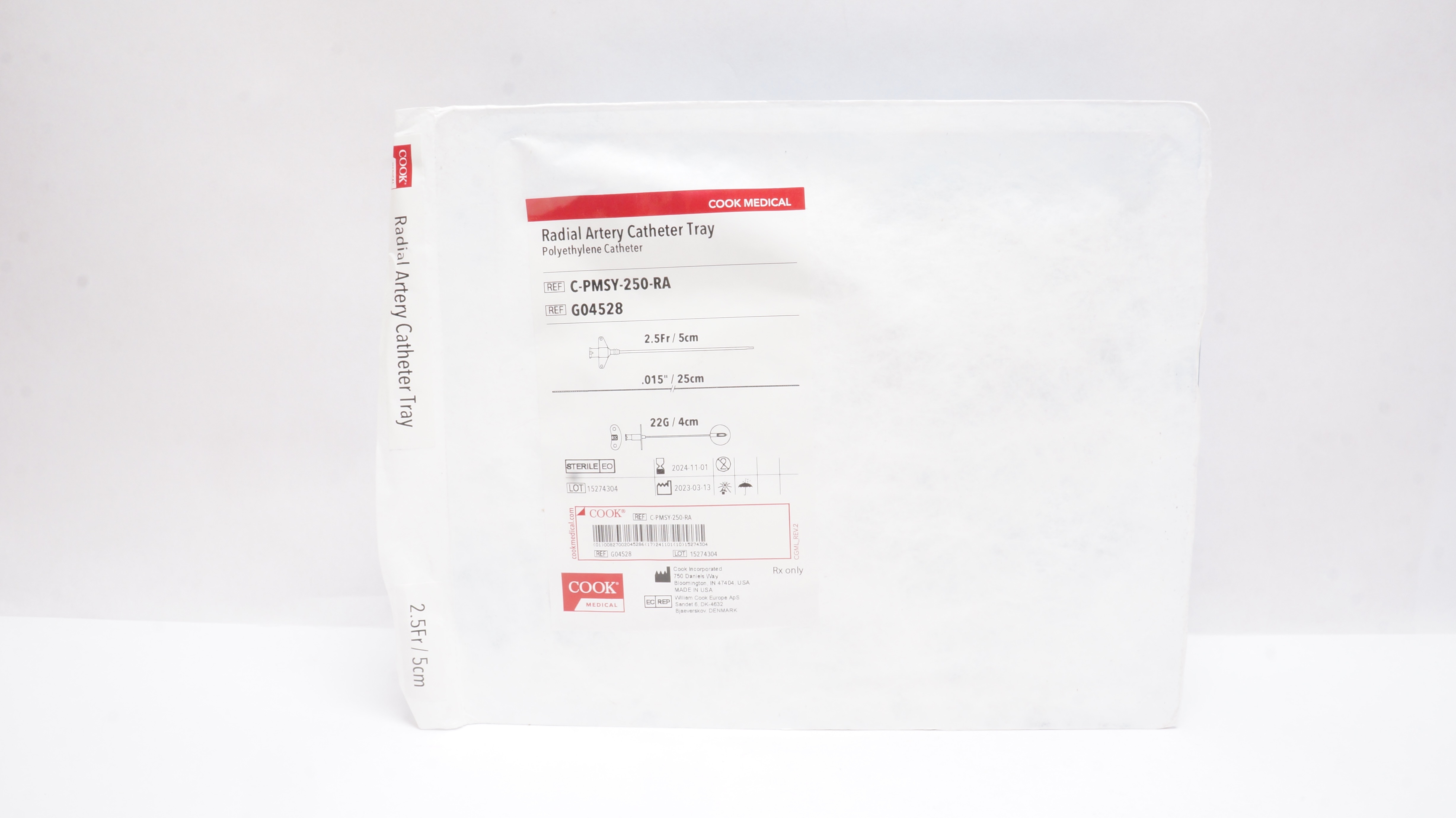 Cook Medical G04528 Radial Artery Cath. Tray 2.5Fr. x 0.015Inch x 22G