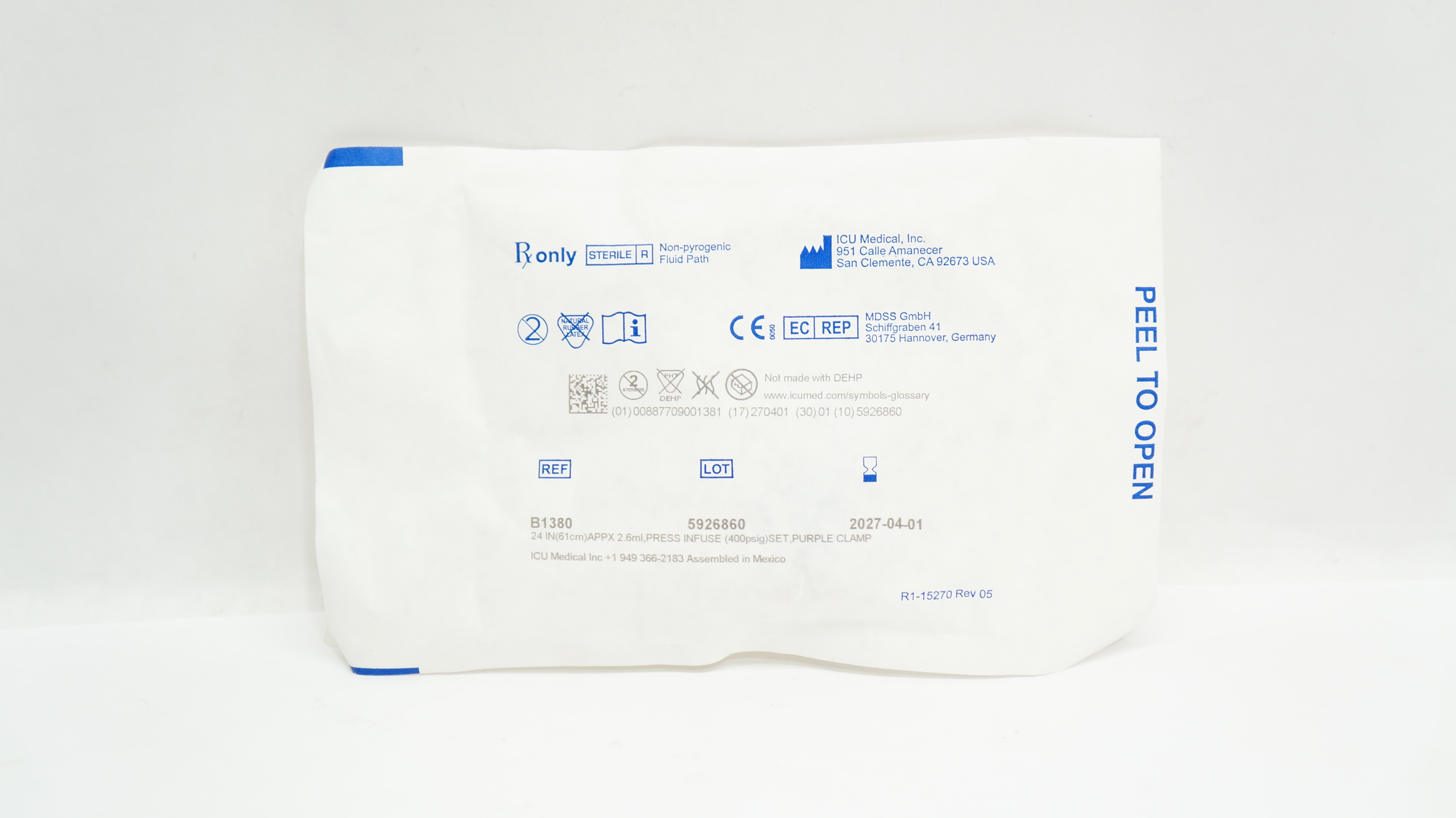 ICU Medical B1380 Microbore IV Extension Set 24inch x 2.6ml