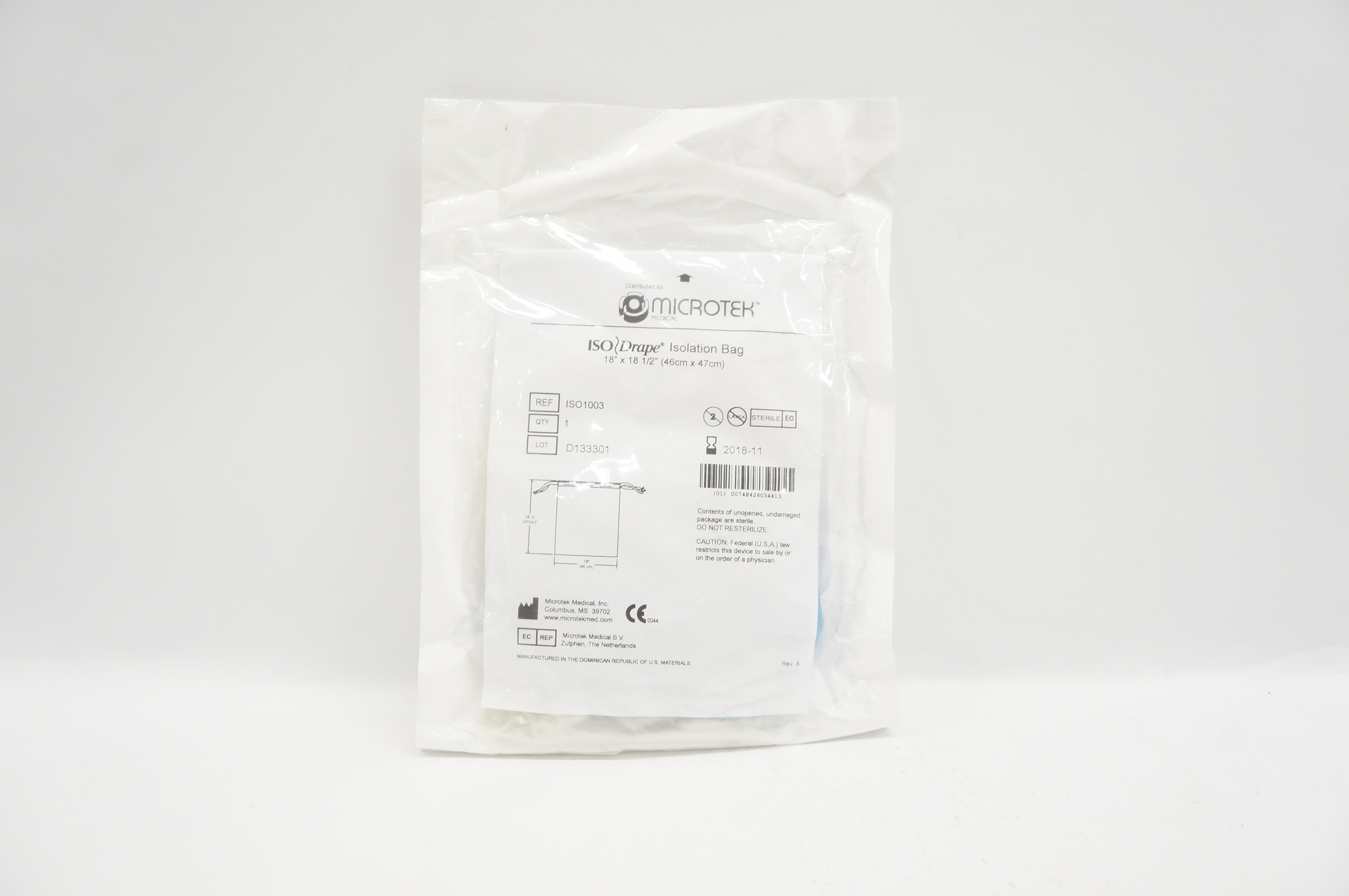 Microtek ISO1003 IsoDrape Isolation Bag 18inch x 18 1/2inch (x)